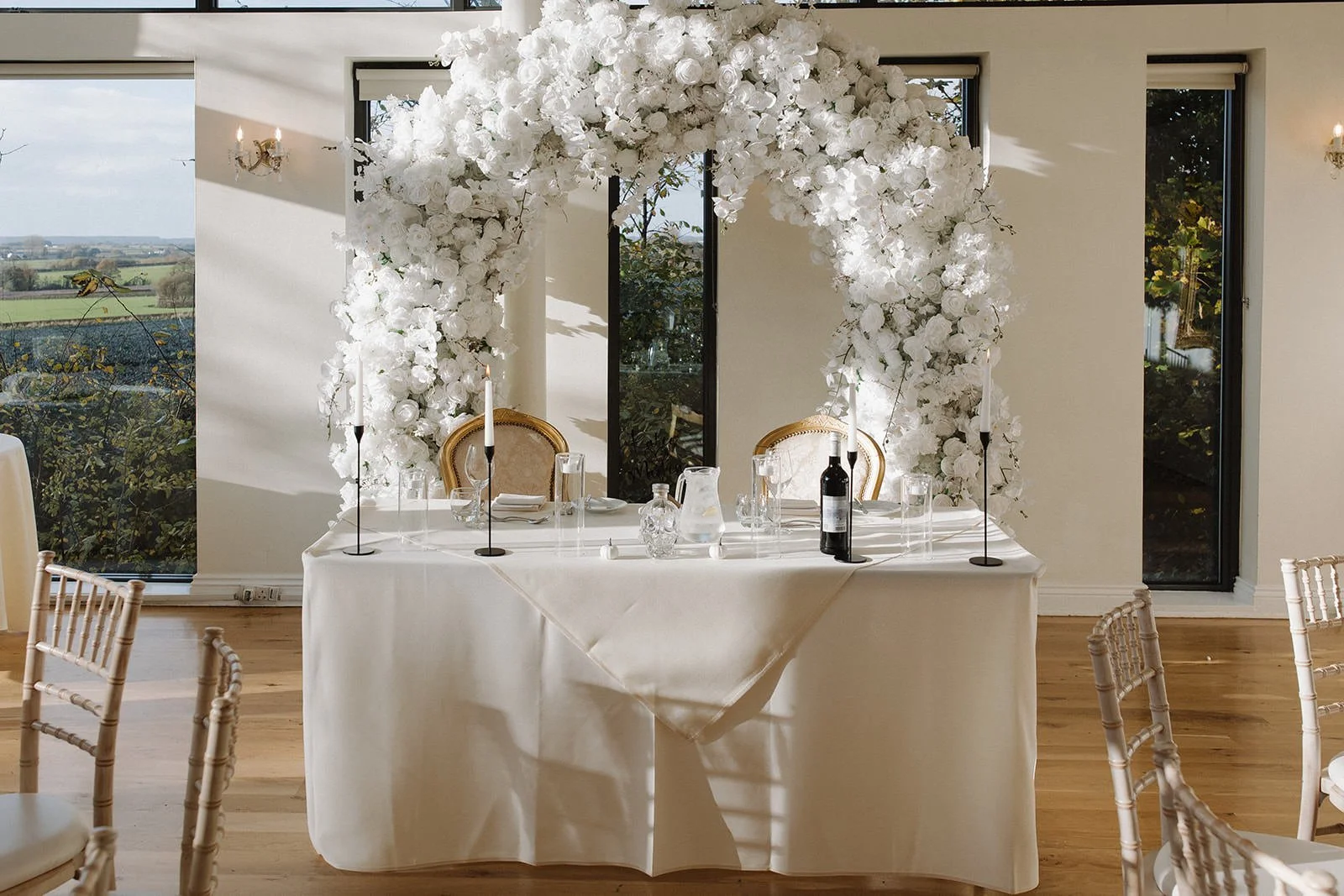 Wedding venue styling at West Tower in Aughton, Lancashire