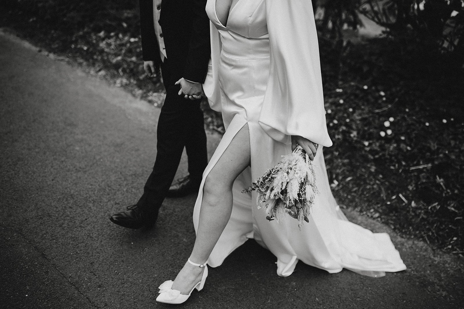 bride walking her wedding dress after her liverpool wedding dress appointment.