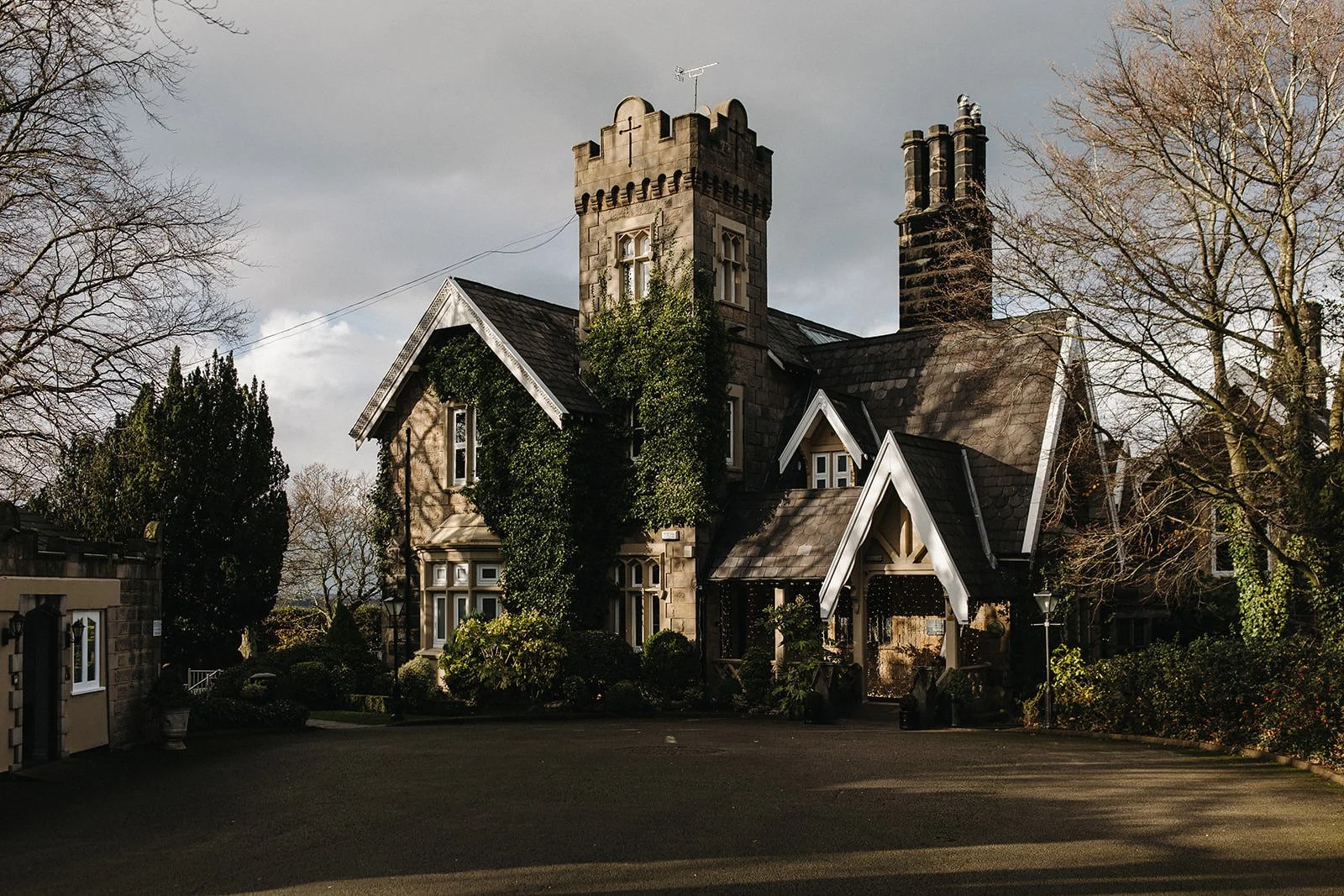 A wedding photograph showing the main west Tower Building