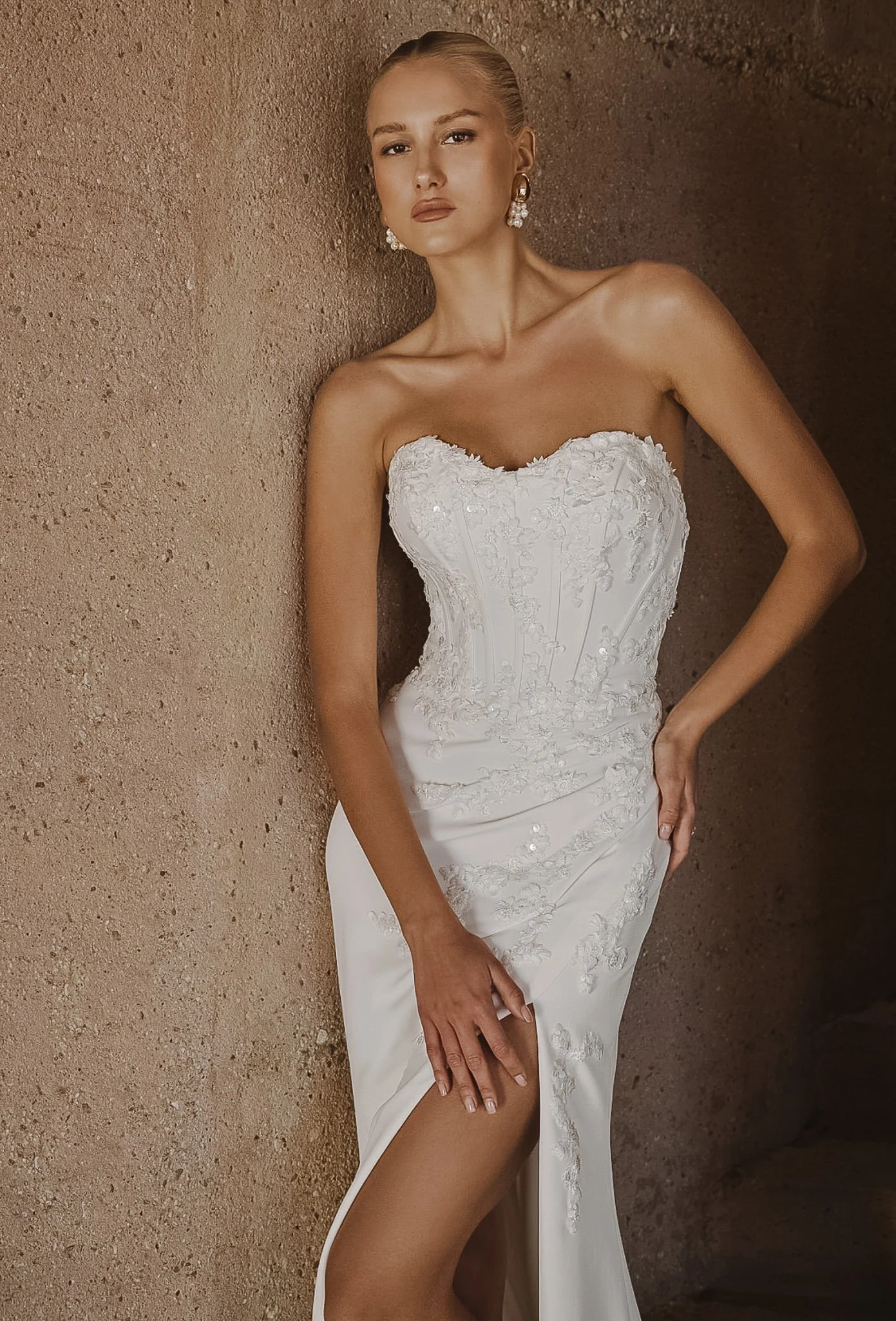 Wedding dress with beaded detail, bridal boutique 25 minutes from Liverpool