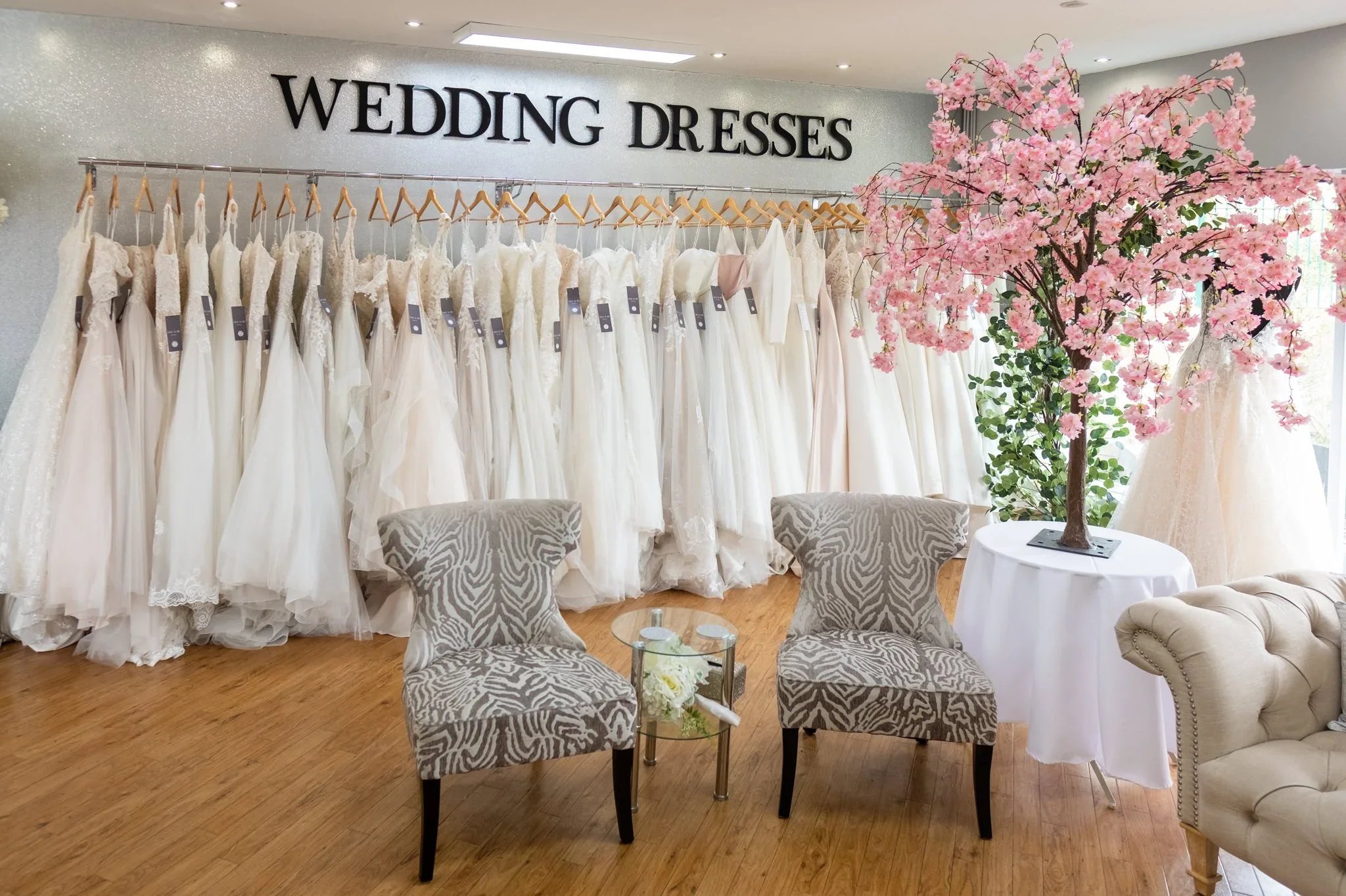 a photo of the inside of our bridal boutique in Formby near Liverpool.