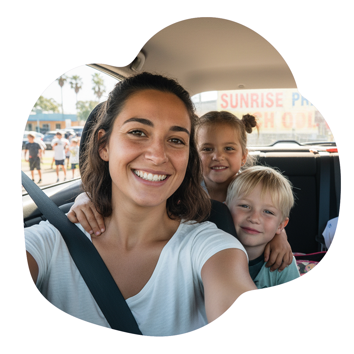 Au pair doing a school drop off