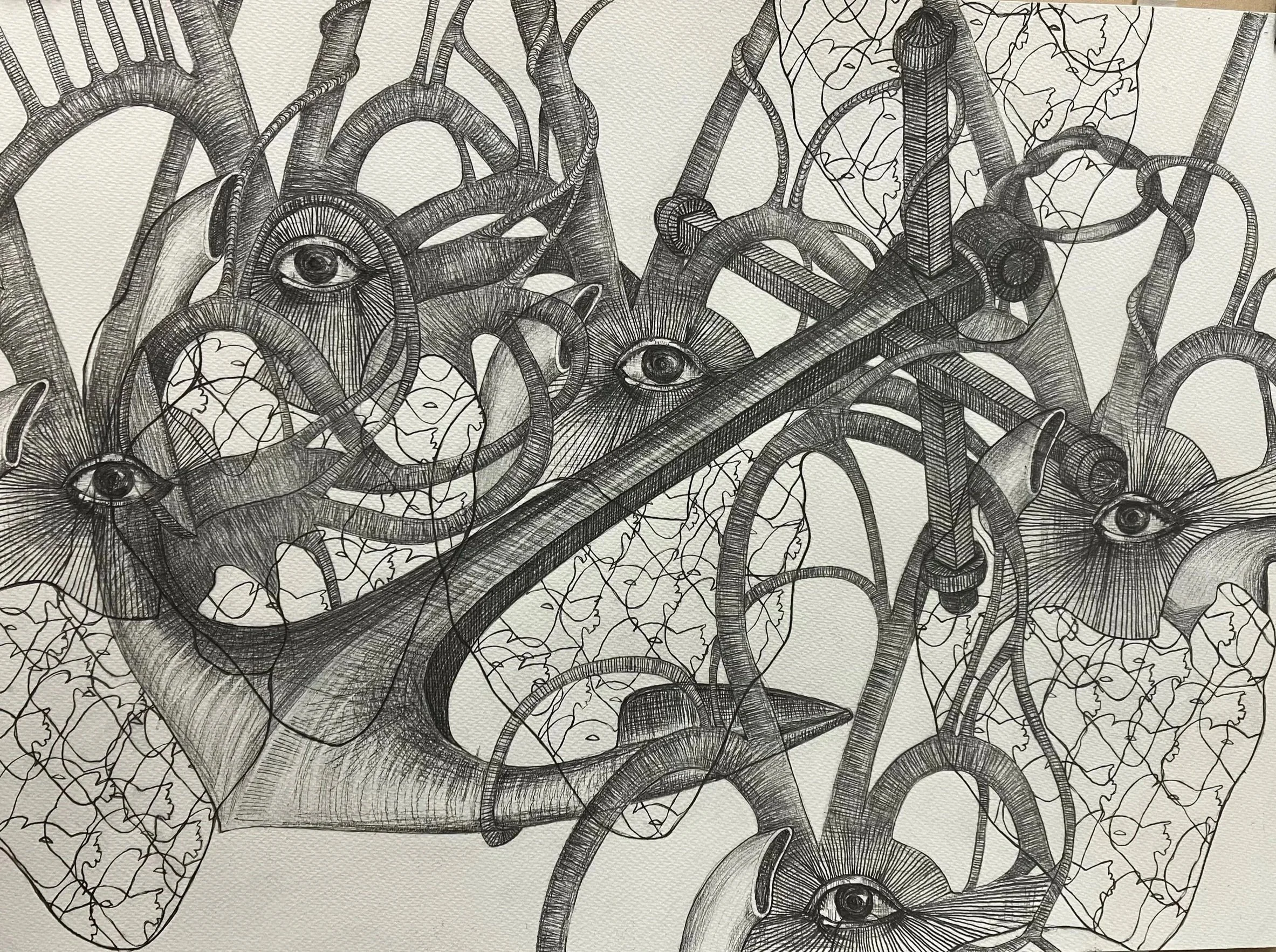 Drawing "Anchor the eyes of the Heart" 
2025 560mm (H) x 760mm (W)
