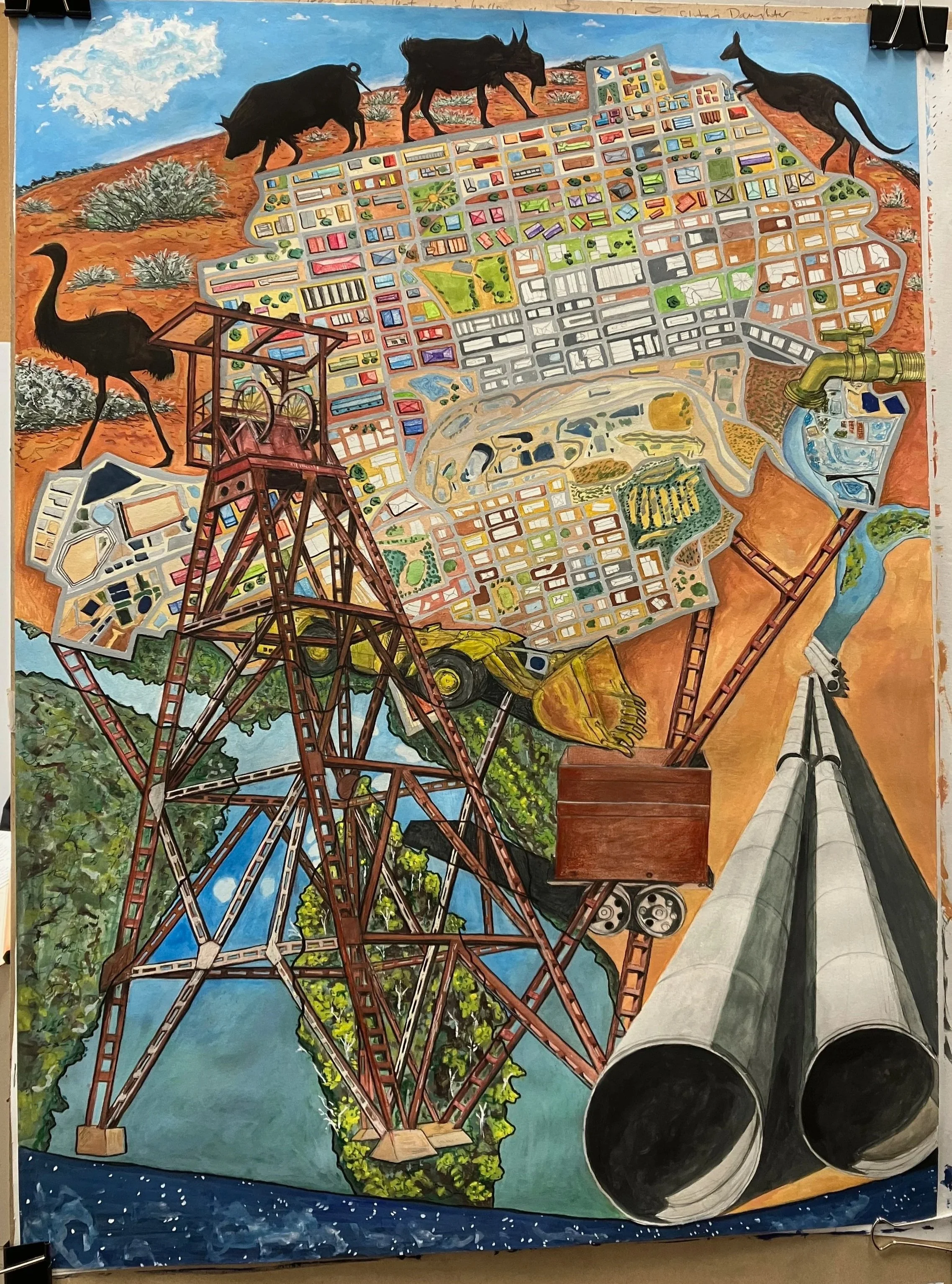 Acrylic on paper "Broken Hill" 2025
760mm (H) x 560mm (W)