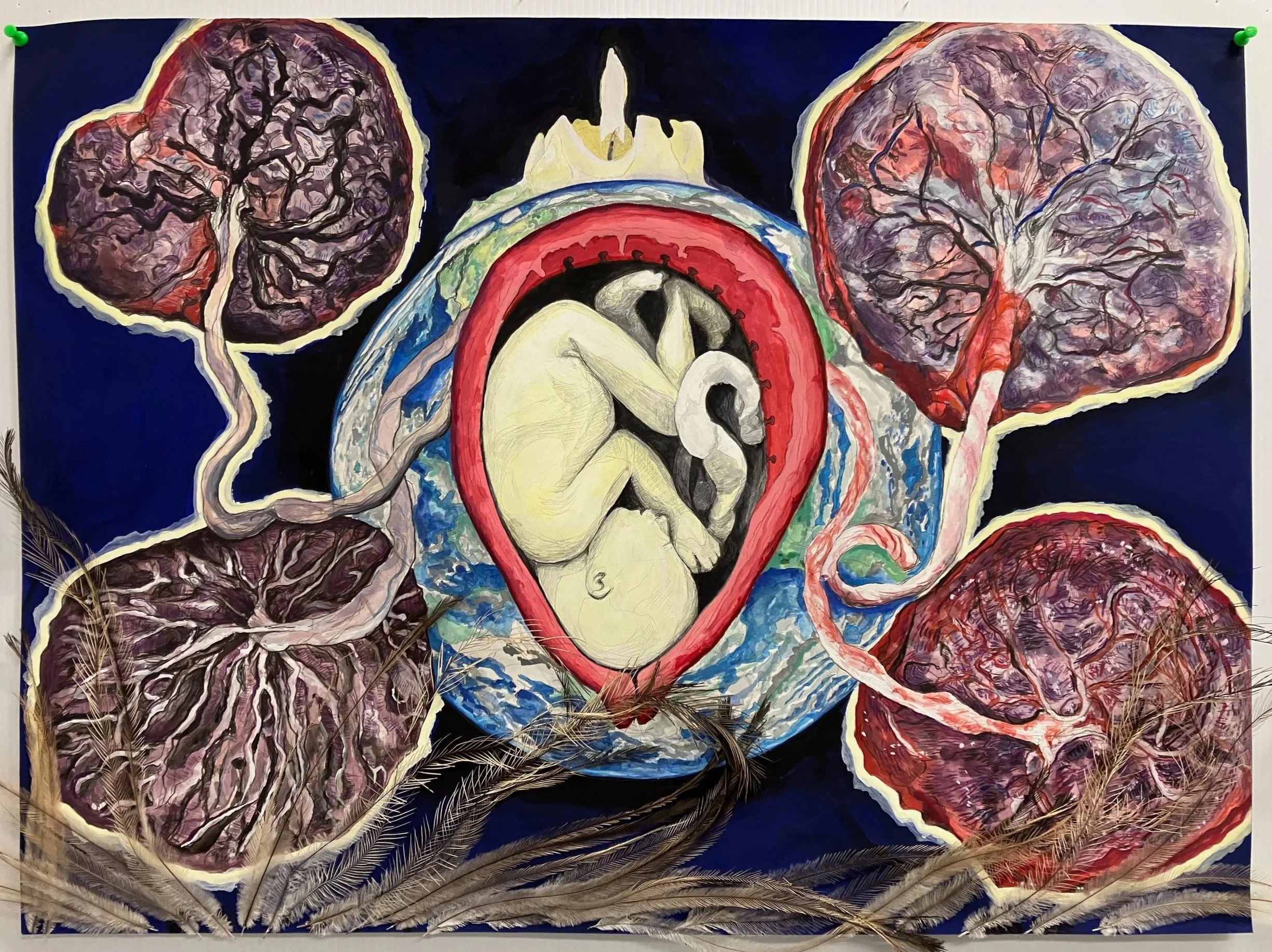 Acrylic on paper "Birthing your World" 2025
560mm (H) x 760mm (W)
