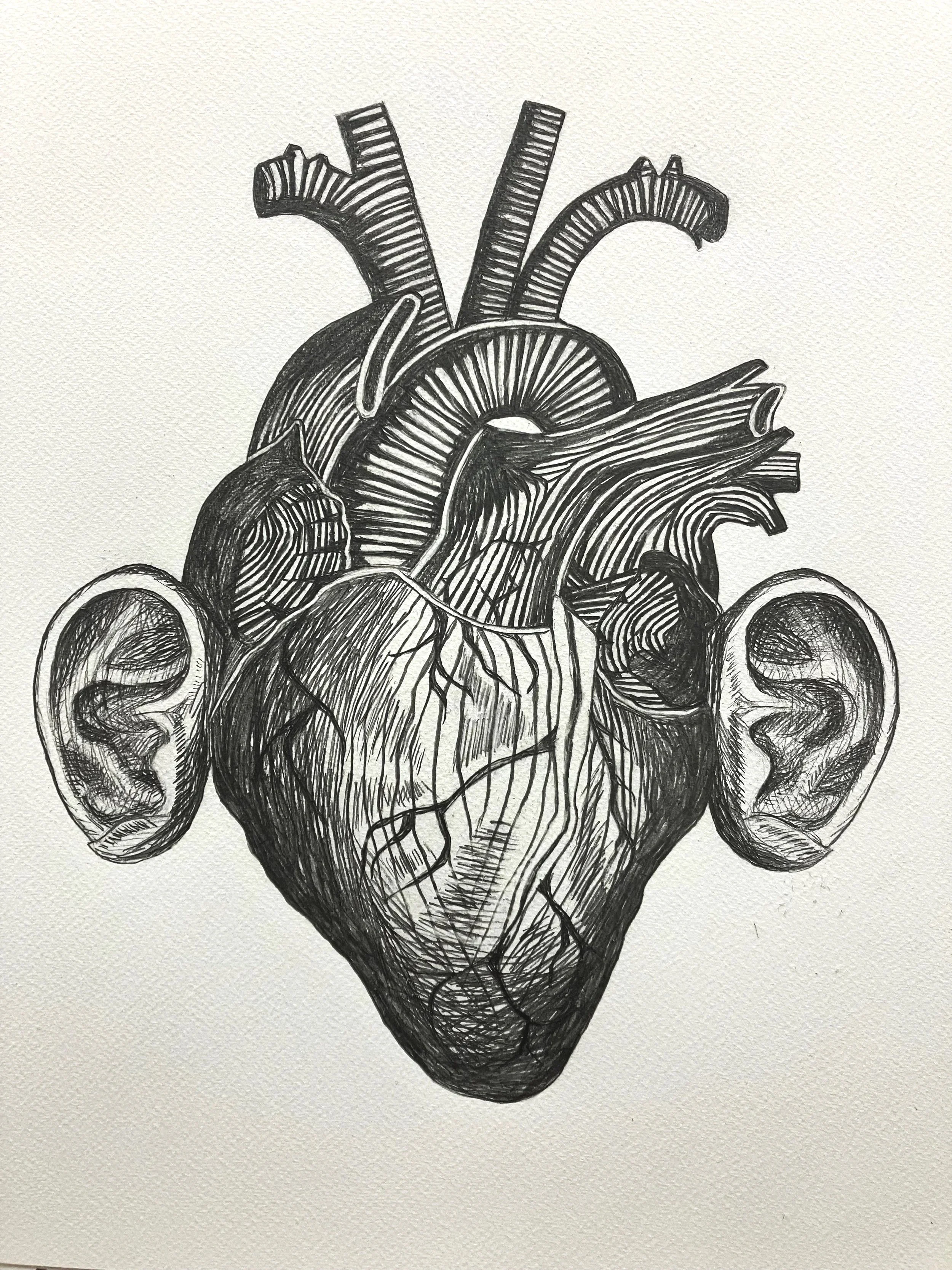 Drawing "Listen to your Heart 2"
2025 650mm (H) x 500mm (W)