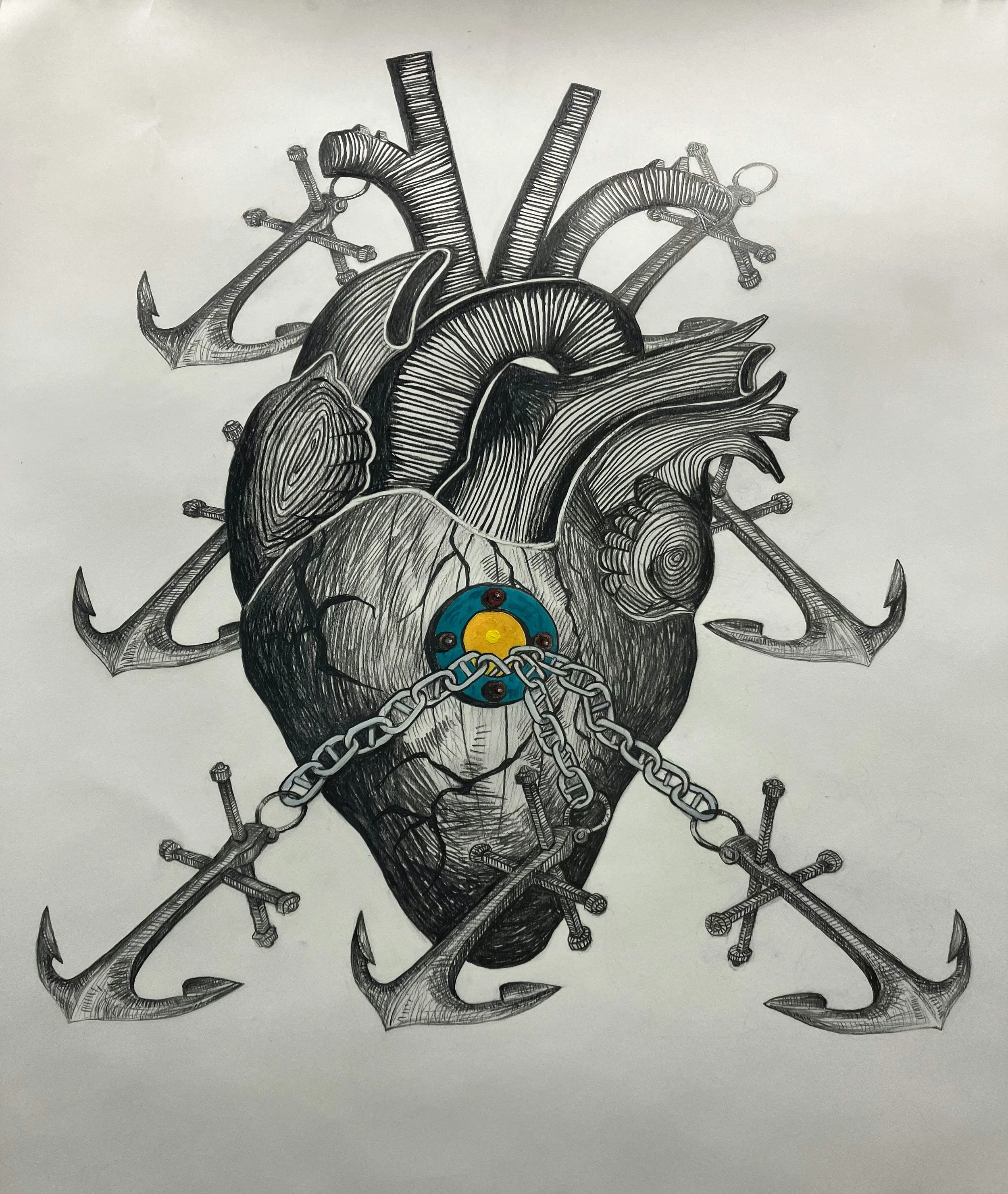 Drawing: "Anchored Heart" 2025
660mm (H) x 500mm (W)
