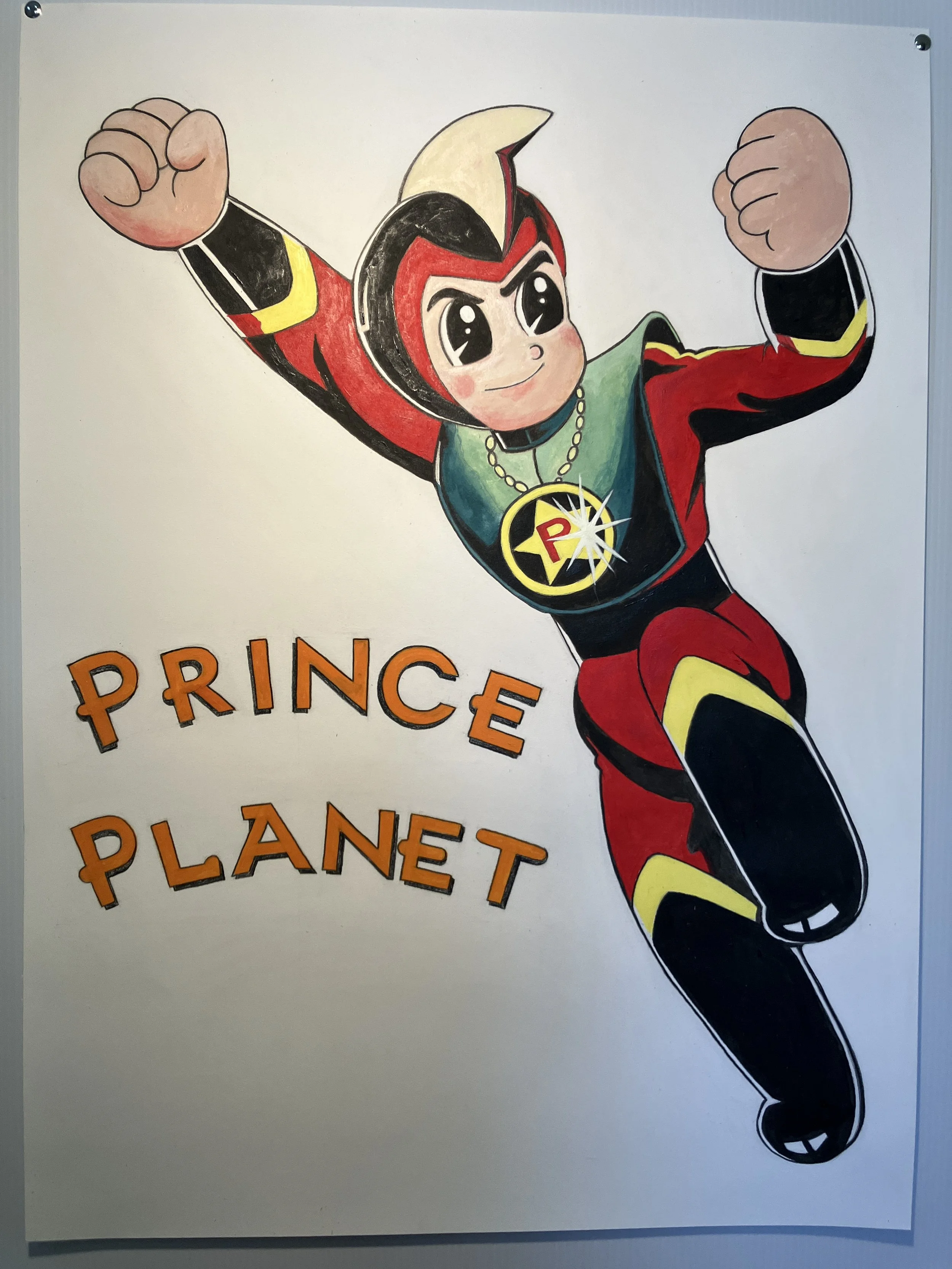 Acrylic on Paper, 2026
760mm(H) x 560mm(W)
"Prince Planet" 
1960's anime character
