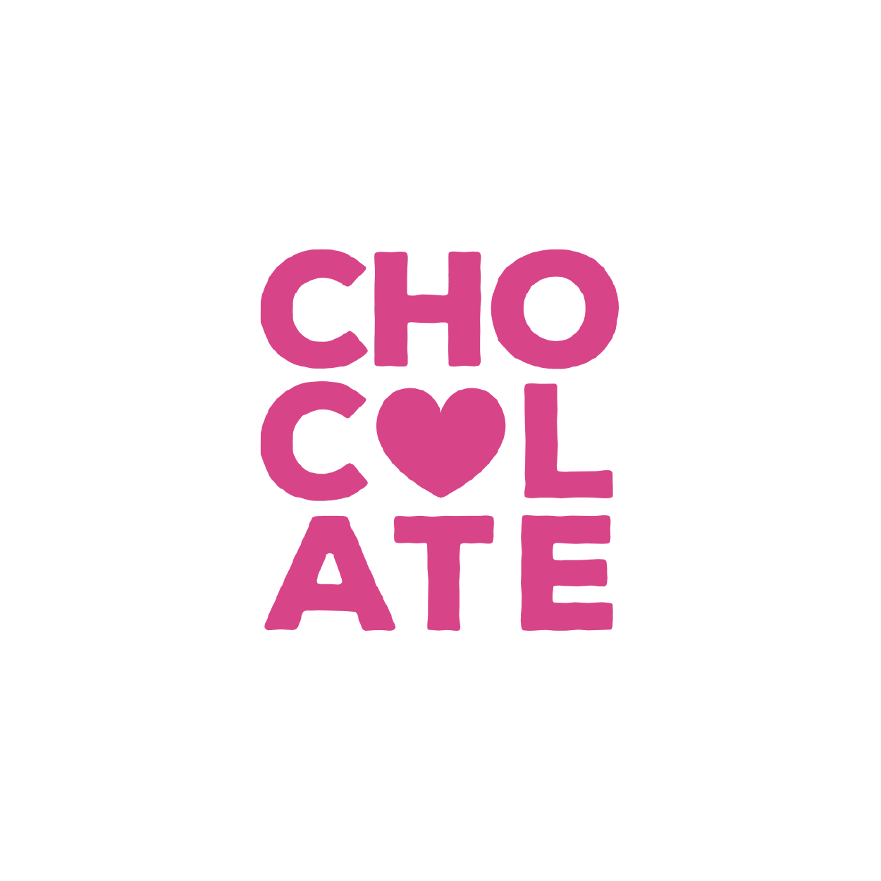 Wort CHOCOLATE als Icon, das Herz ersetzt den Buchstaben O