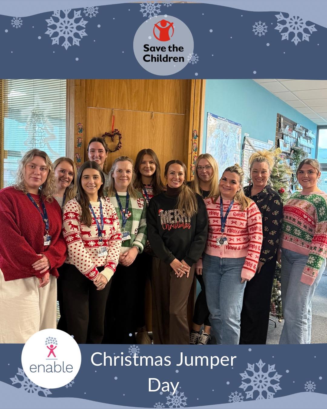 Spreading festive cheer for a great cause! 🎄✨
Our Enable &amp; Thrive team joined Save the Children&rsquo;s Christmas Jumper Day today to raise money for and support children who need it most 🩵 

#ChristmasJumperDay #SaveTheChildren #EnableandThriv