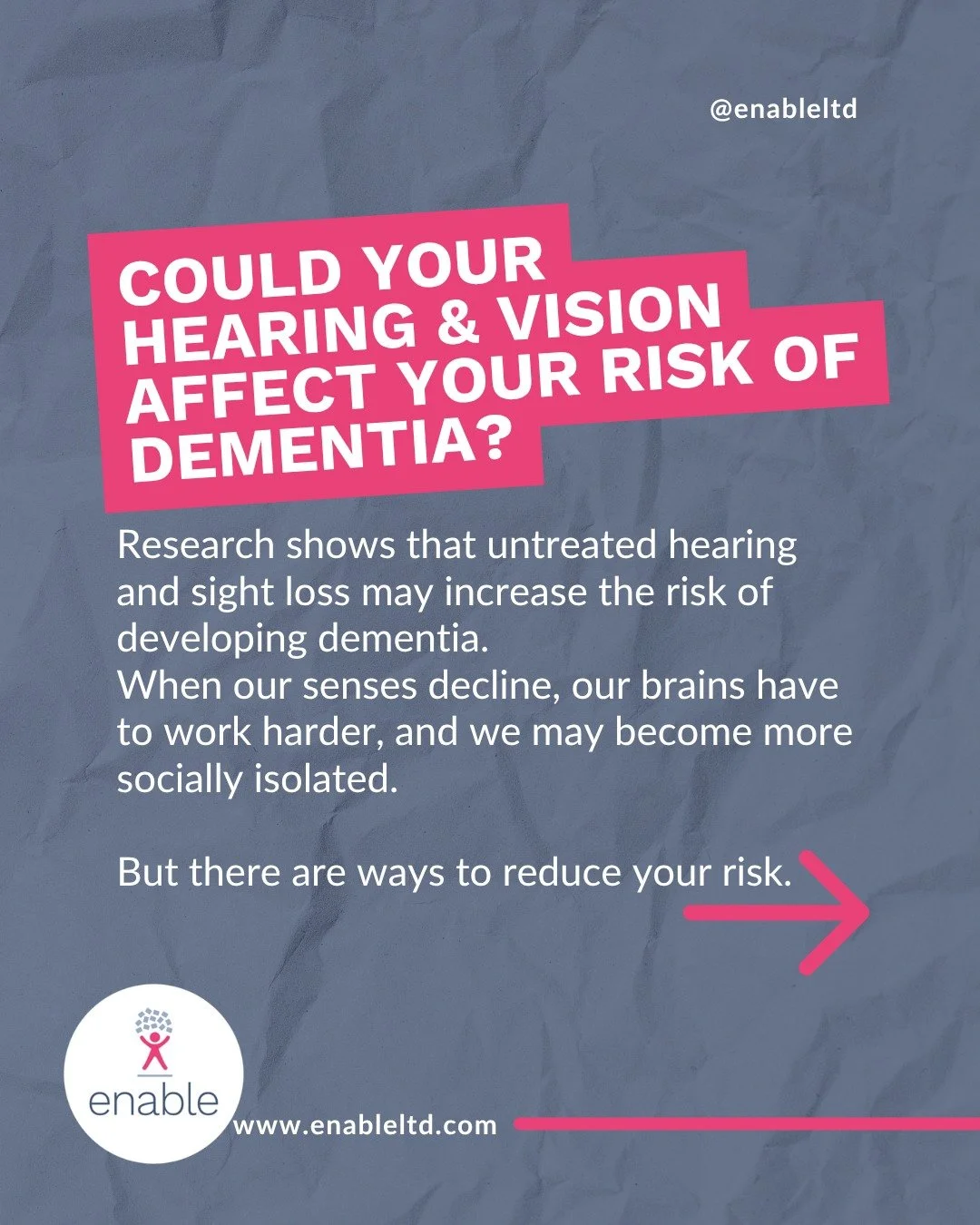 It's Dementia Action Week!

Your hearing and vision do more than help you experience the world, they also play an important role in your brain health 🧠
Regular checks, the right support, and staying socially connected can make a real difference 💛
I