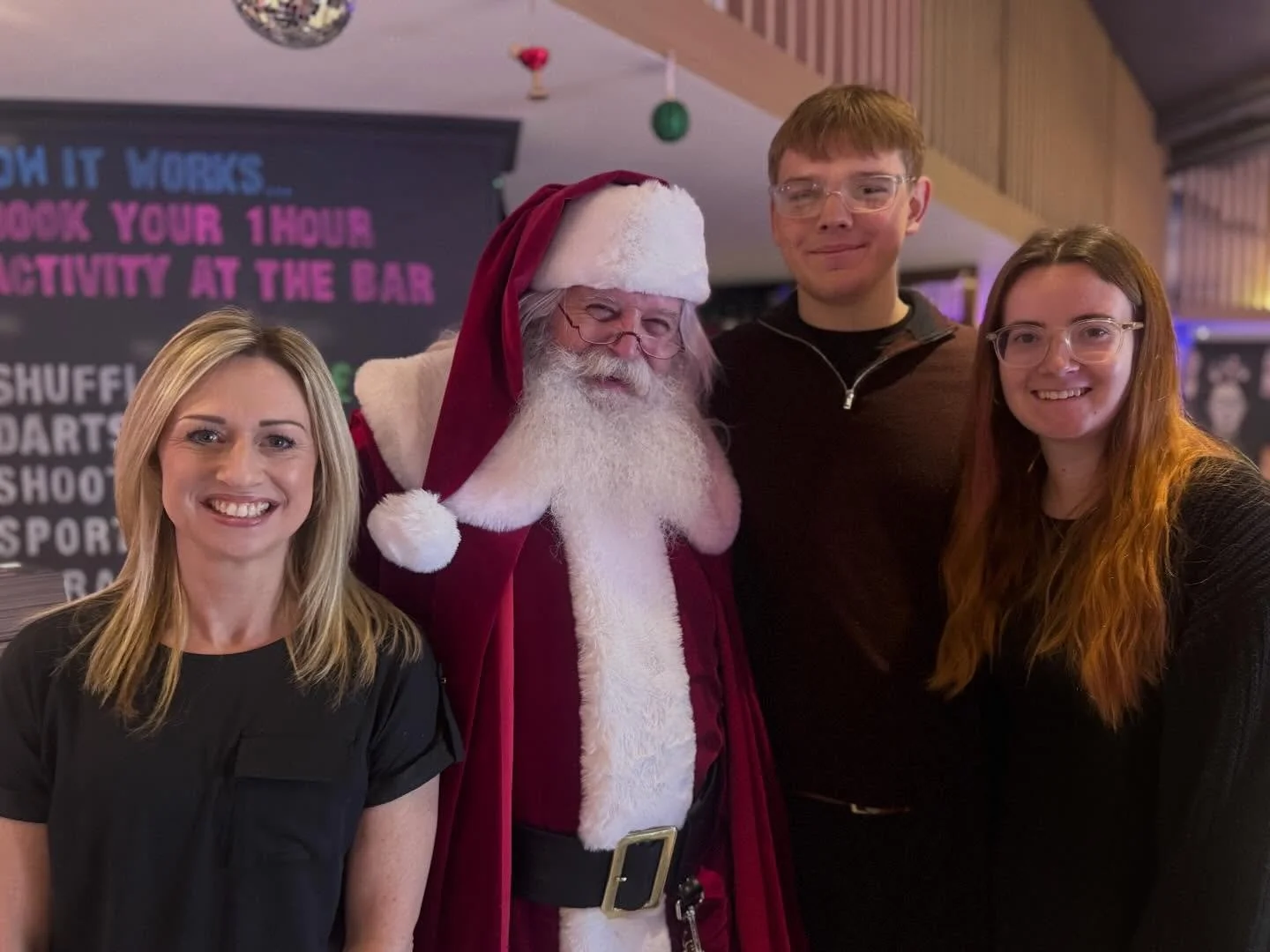 Father Christmas paid us a visit today at Gamefinity! ✨🎅

He took a break from the North Pole and spent some time with us playing games, meeting our customers, and spreading plenty of festive cheer. 🎯🎄

From arcade fun to AR darts, Santa showed he