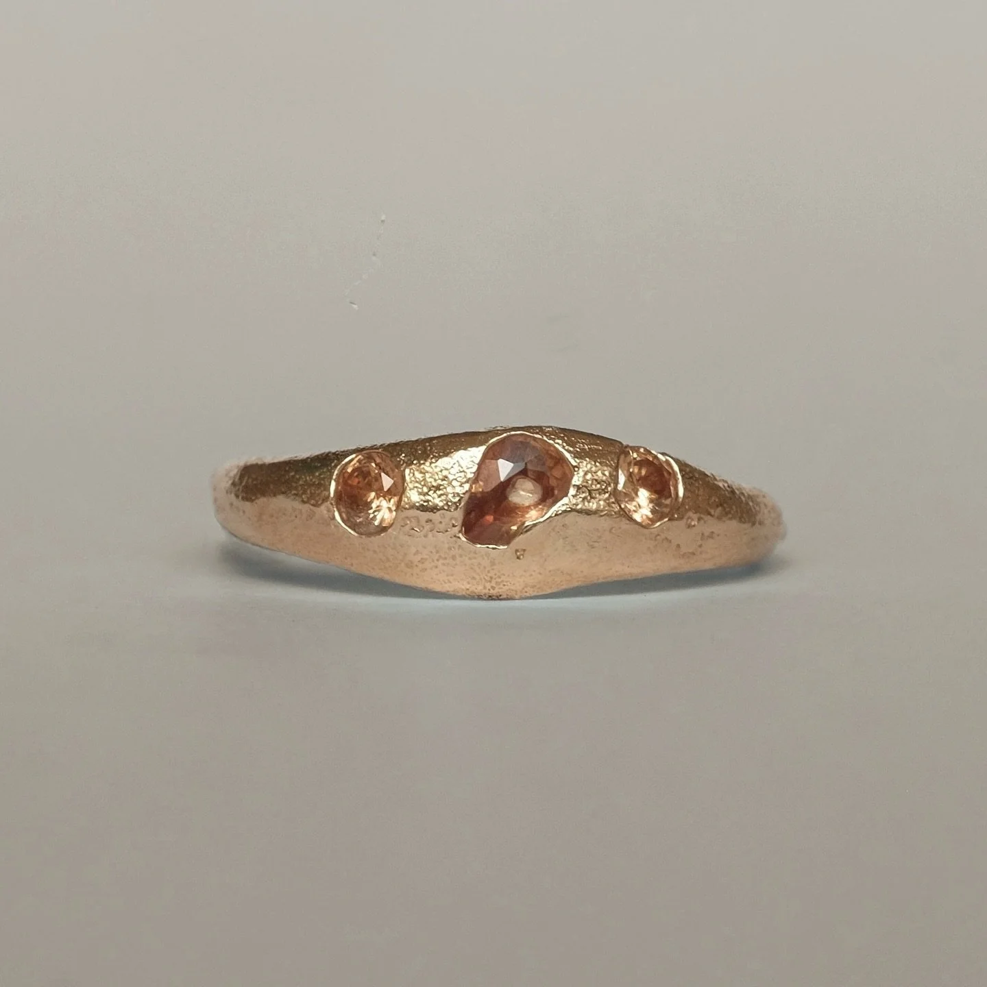 Truly one of a kind. 

Details of this gorgeous sand casted 9k gold ring with peach sapphire 🍑