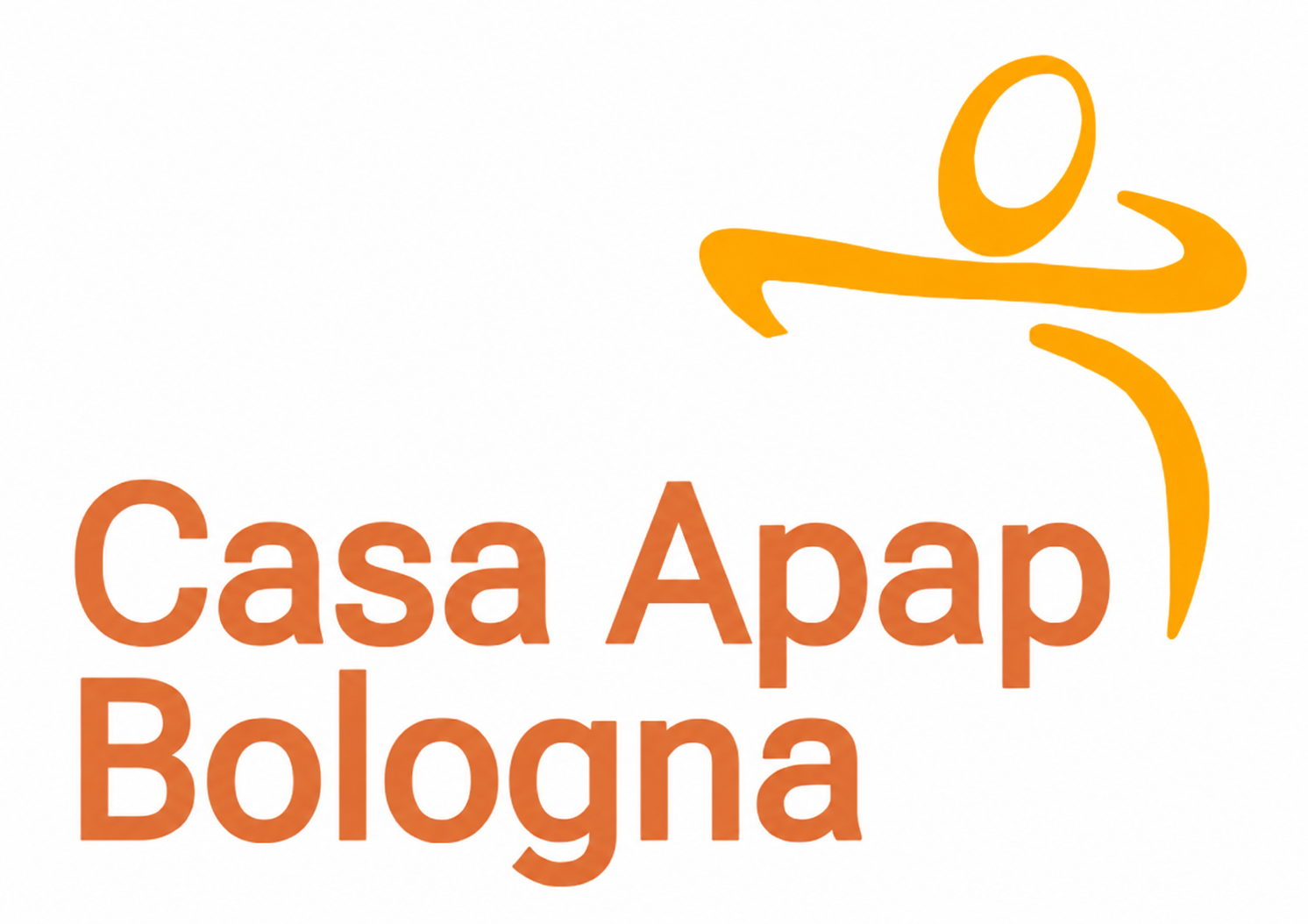 Logo for Casa Apap Bologna featuring an orange stylized figure and orange text.