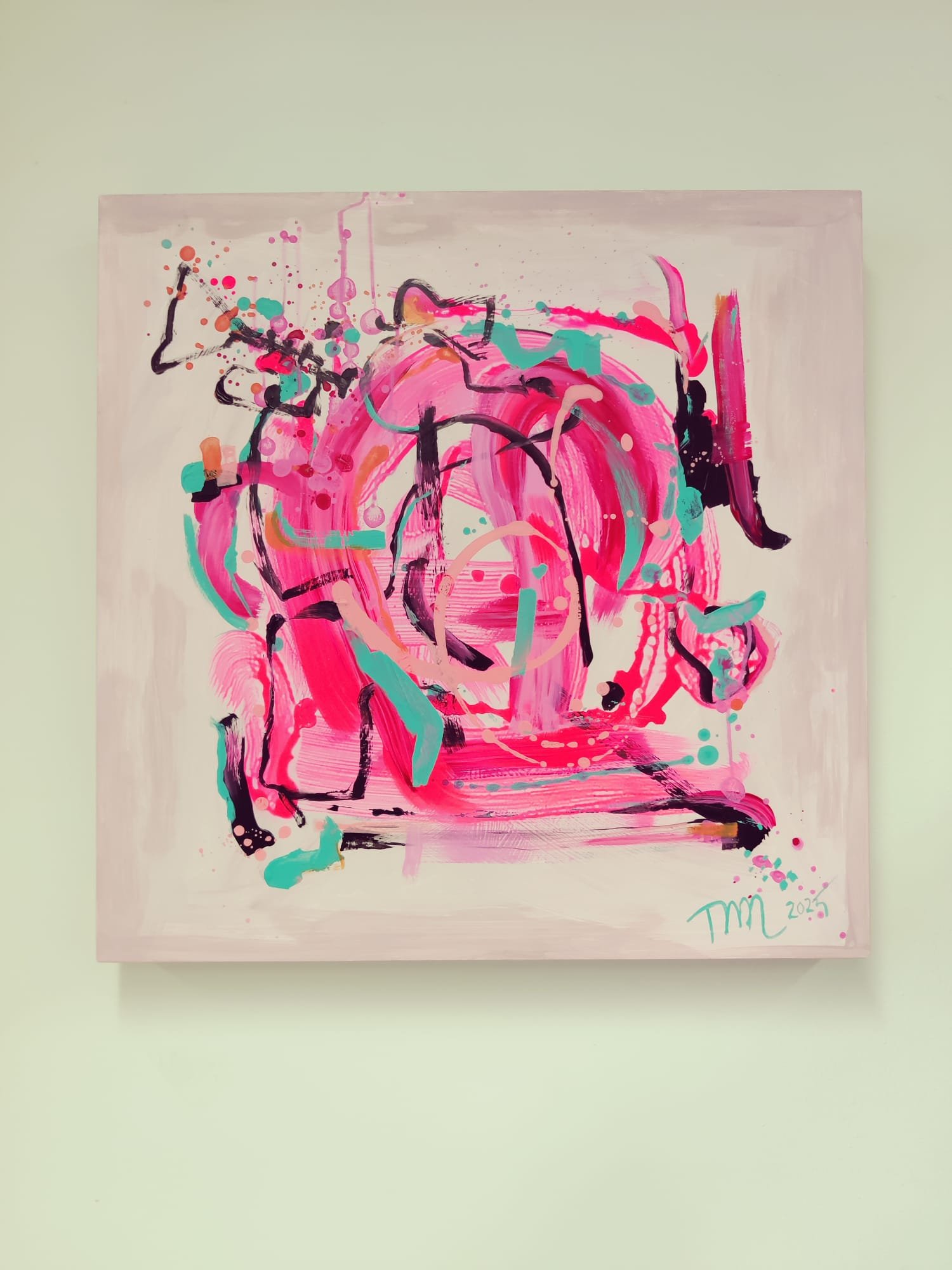 The Unknown Trumpetist, 2025 | Akryyli- ja akrylaattimaalaus Ikean Lack-pöytälevylle, 55x55x5cm