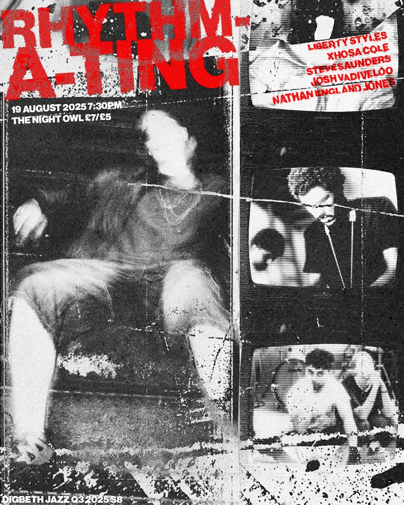 RHYTHM-A-TING | Q3 2025 S8 | 19 JULY | 19:30 | THE NIGHT OWL |

A reunion of the band &lsquo;Rhythm-a-ting&rsquo; exploring the compositions of Thelonious Monk with the Xhosa Cole fingerprint perfect for a live setting. Energetic filled with humour r