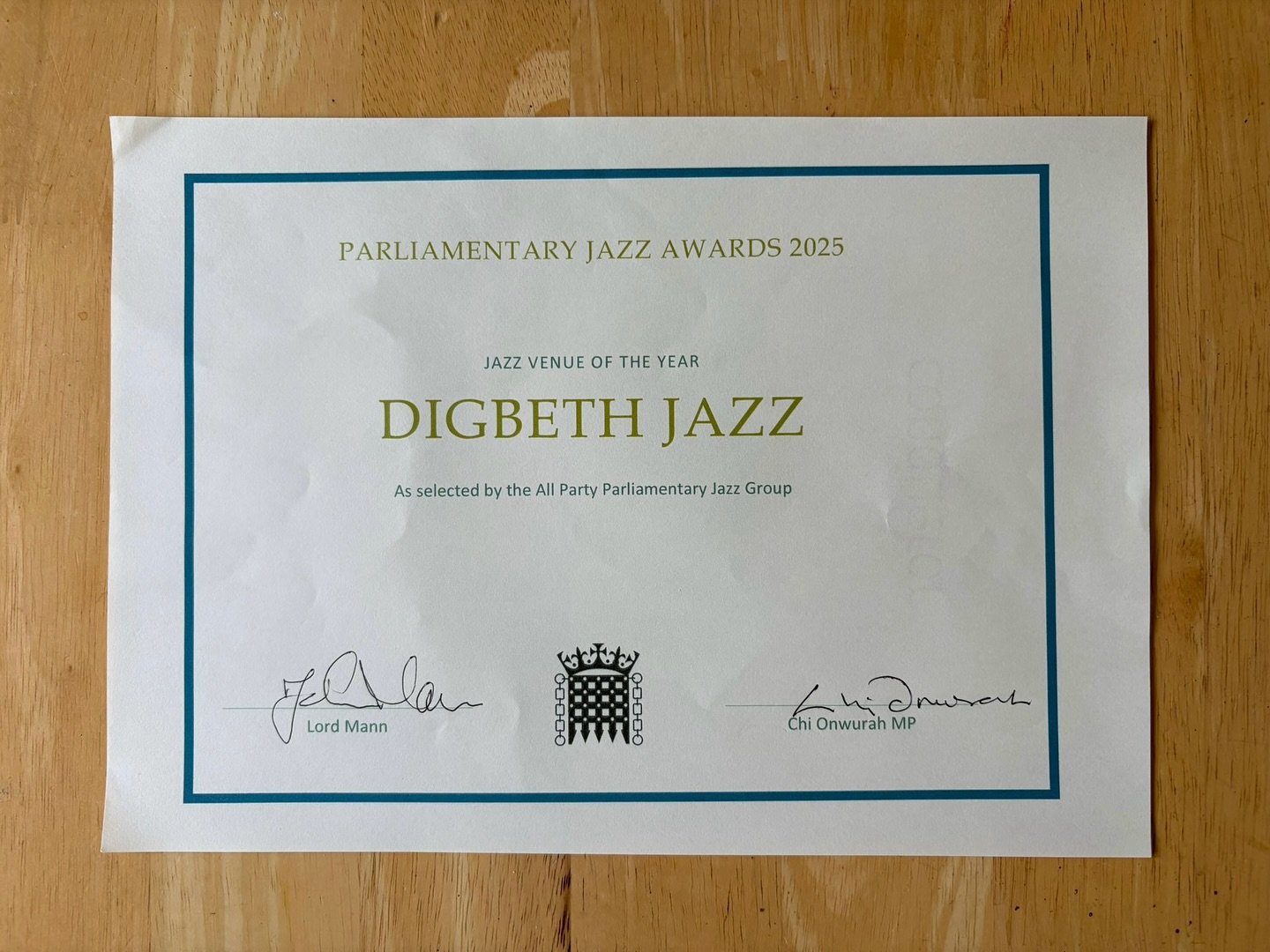 Digbeth Jazz is the UK Jazz Venue of the Year 2025!!

Last night, 4/5 members of the team travelled down to the 2025 Parliamentary Jazz Awards, hosted at the World Heart Beat Embassy Gardens in London - an evening that celebrates and recognises the v