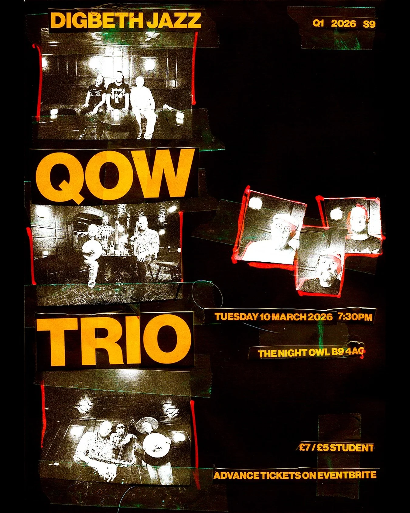 DIGBETH JAZZ Q1 S9 / QOW TRIO / 10TH MARCH 2026 / THE NIGHT OWL 7:30PM

QOW TRIO are back with a barnstorming third album on the prestigious Whirlwind Records, with the fearless
threesome roaming further than ever before into the uncharted hinterland