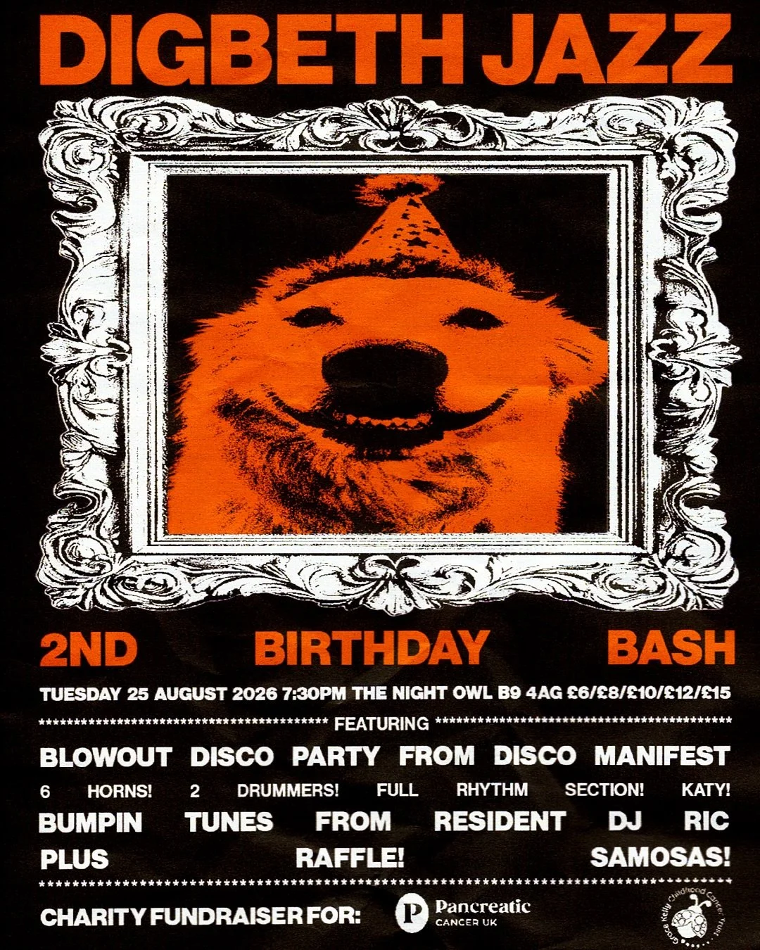 DIGBETH JAZZ Q3 2026 S8 | 2ND BIRTHDAY BASH | TUES 25 AUGUST 2026 7:30PM | THE NIGHT OWL B9 4AG

BIG BLOWOUT DISCO PARTY

Come down and celebrate another year of Digbeth Jazz. This year we&rsquo;re bringing the 12 piece Disco Odyssey, Disco Manifest,