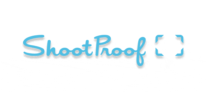 ShootProof logo with blue text and a bracket symbol.