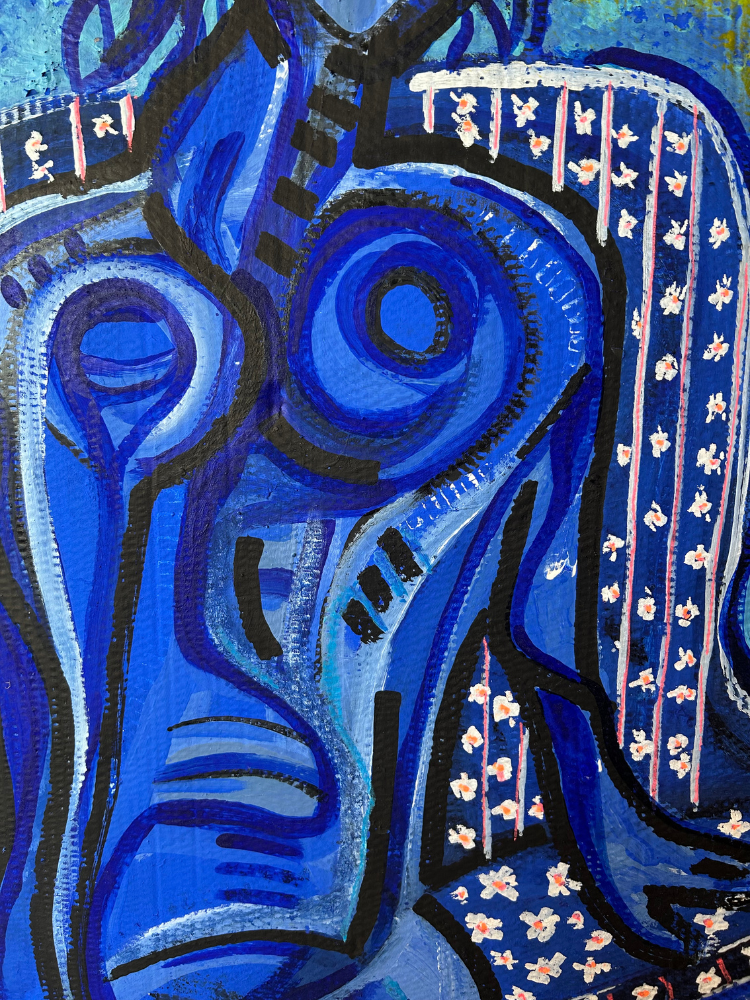 Femme au fauteuil bleu