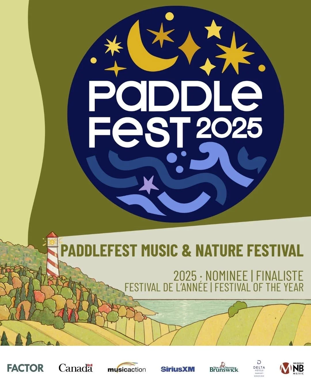 Paddlefest is honoured to be nominated for Festival of the Year at the 2025 Music / Musique NB Awards alongside some amazing New Brunswick festivals from across the province including our very own sister festival Winter Warmer Festival! 

View all of