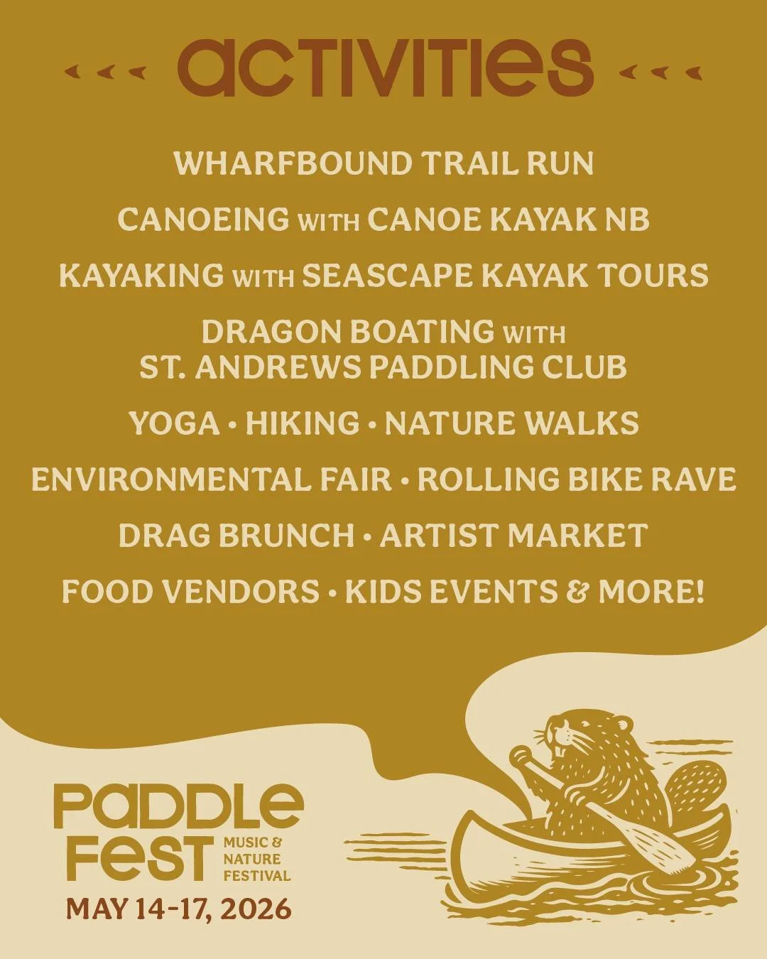 In just over two months time, the 2026 Paddlefest Music &amp; Nature Festival kicks off, celebrating 30 years of music, art and outdoor fun on the water, along the shore and in the woods in and around St. Andrews! 

There&rsquo;s tons of events happe