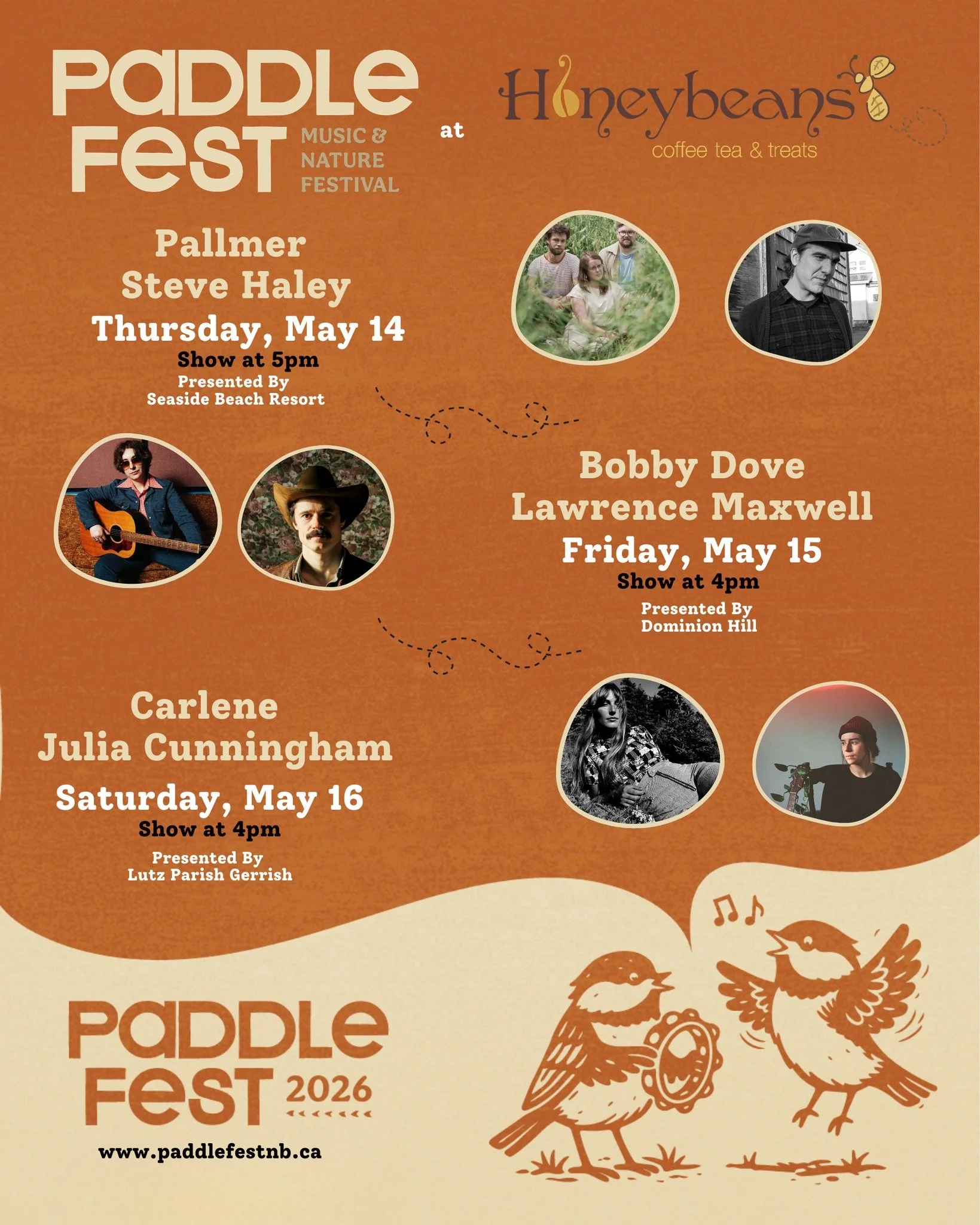 In addition to fuelling us with coffee during Paddlefest, Honeybeans Cafe will also host amazing 3 shows during the festival! 

Thursday, May 14th
Pallmer &amp; Steve Haley
5pm / All Ages
presented by Seaside Beach Resort

Friday, May 15th
Bobby Dove