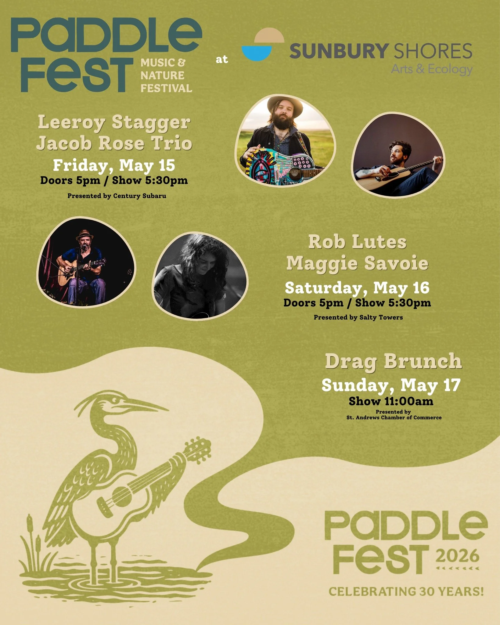 Sunbury Shores Art &amp; Nature Centre is a longstanding Paddlefest venue and partner, and we're happy to be back there this year hosting some great events including the Paddlefest Drag Brunch which was a big hit last year! 

Friday, May 15th
Leeroy 