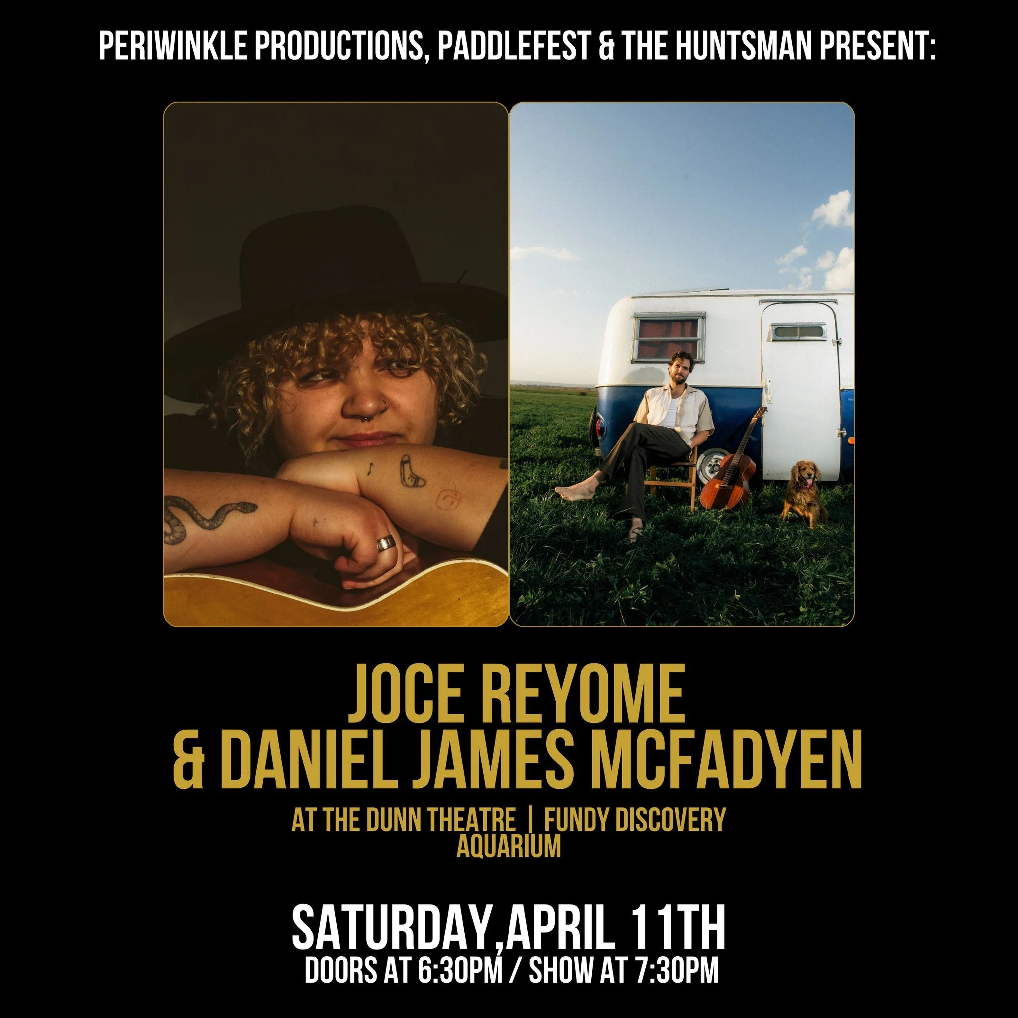 Don't miss Joce Reyome and Daniel James McFadyen at the Huntsman Marine Science Centre on Saturday, April 11th! 
 
Joce Reyome is a PEI based blues-rock artist that won the 2025 Solo/Duo Category of the International Blues Challenge and is known arou