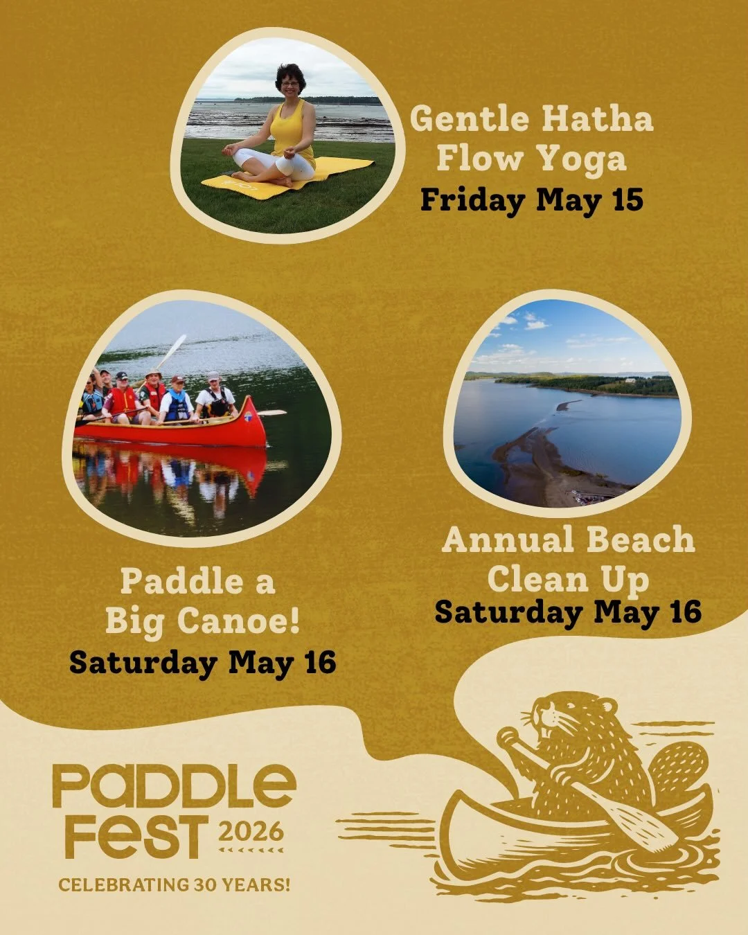 The spring sunshine is coming out today, and with it, a sneak peek of our events are coming out to shine too! ☀️🧘&zwj;♀️🛶🐚

We love to think of Paddlefest as a way to shake off the cobwebs and welcome some music and movement back into our lives af