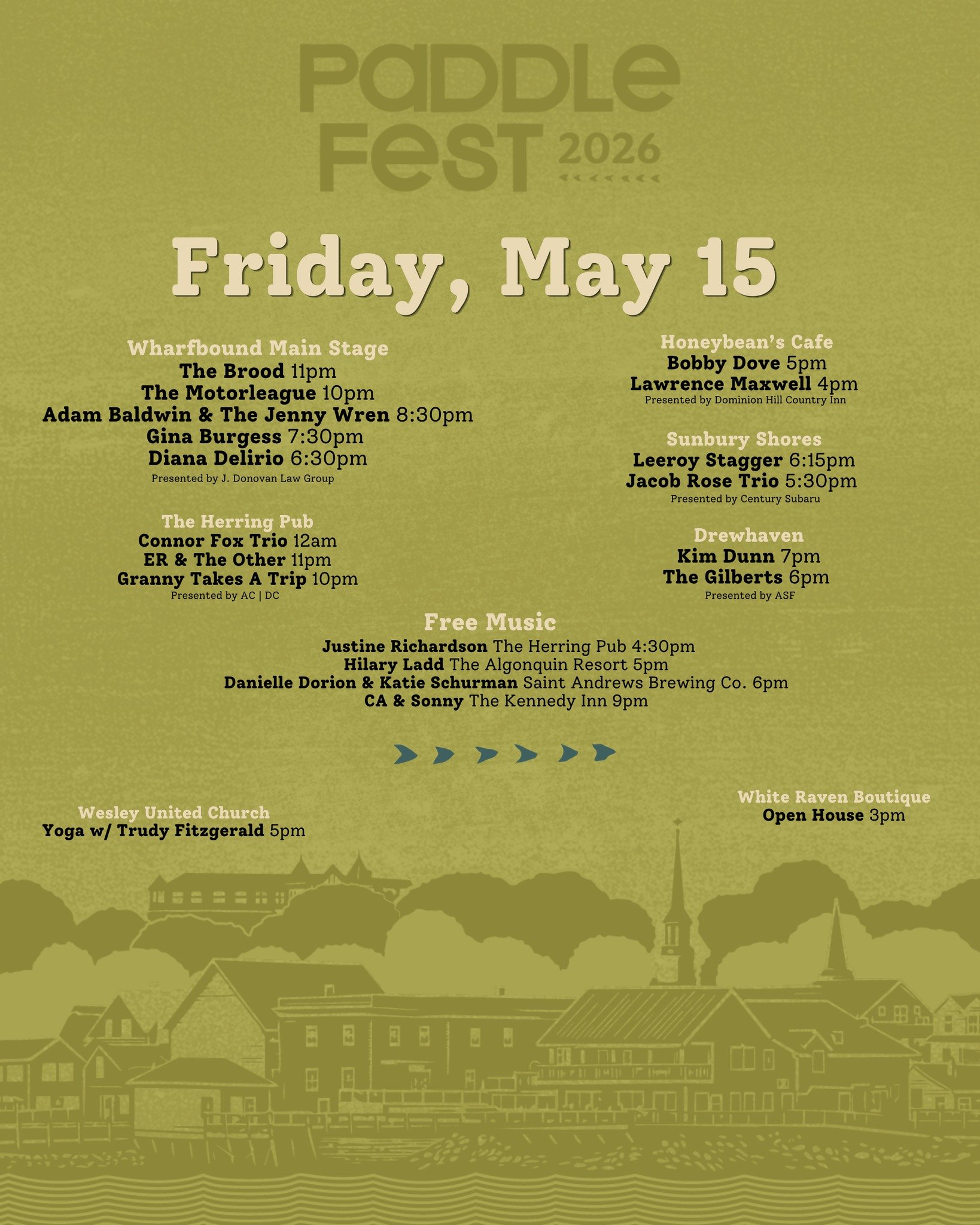 Friday, May 15th Paddlefest will be in full force with tons of music across town! Plus some fun activities, food vendors &amp; more!