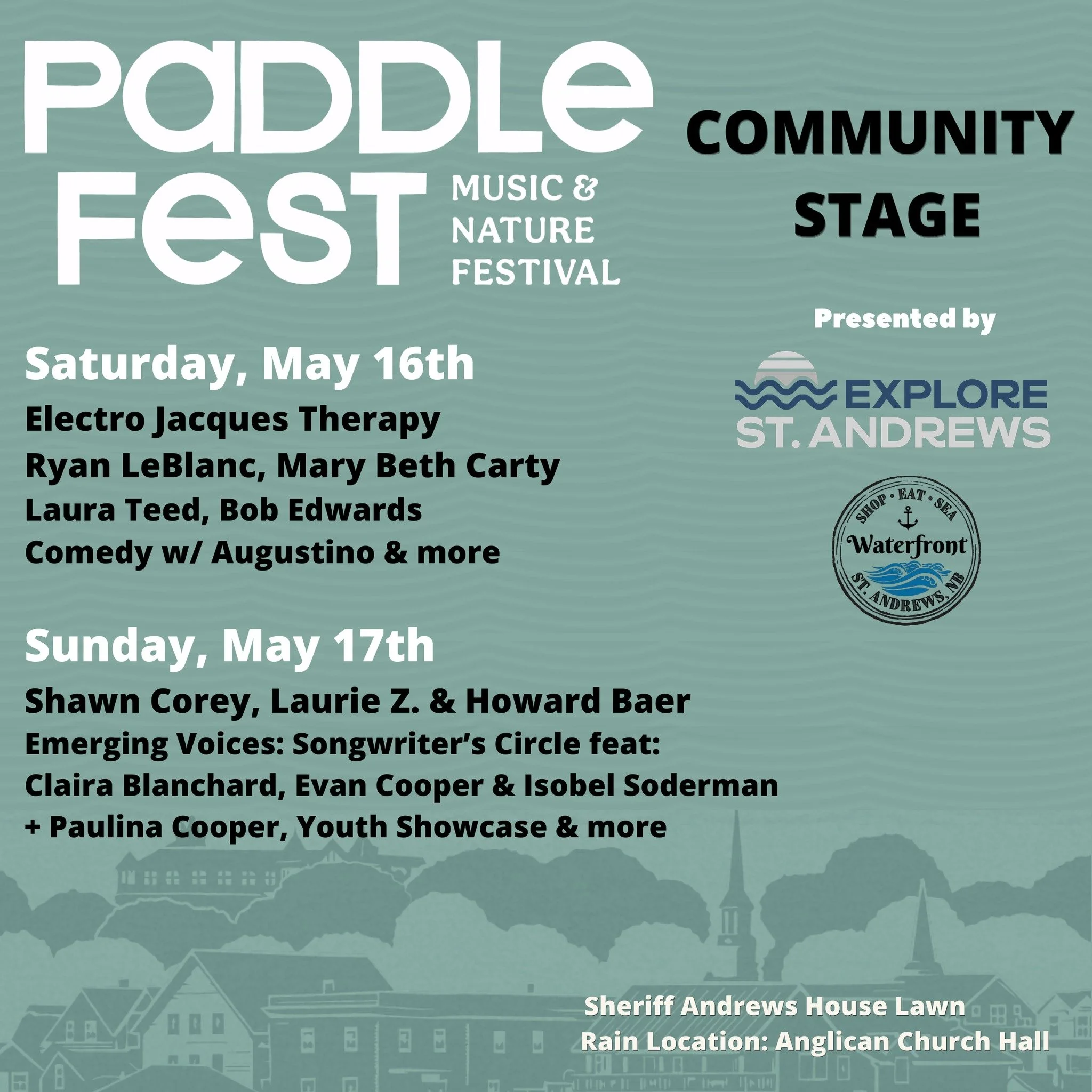 The Paddlefest Community Stage returns this year for two days of FREE programming featuring local musicians as well as some special guests from around the Maritimes! 

Saturday, May 16th &amp; Sunday, May 17th
1pm - 6pm 

Soak up the sounds of the co