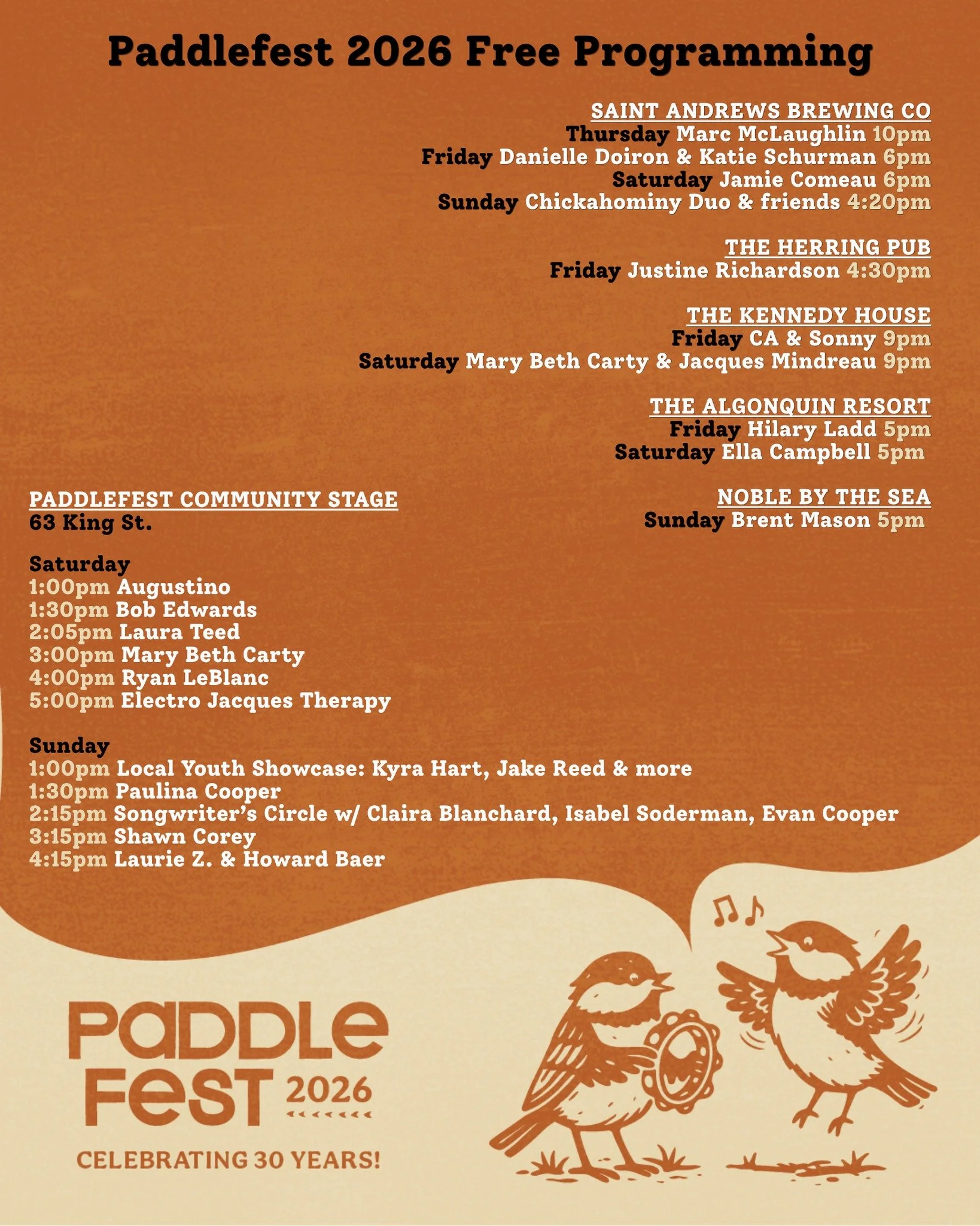 Check out the free programming Schedule for Paddlefest 2026! From our restaurant music series to the Paddlefest Community Stage, there's tons of free programming all weekend long!