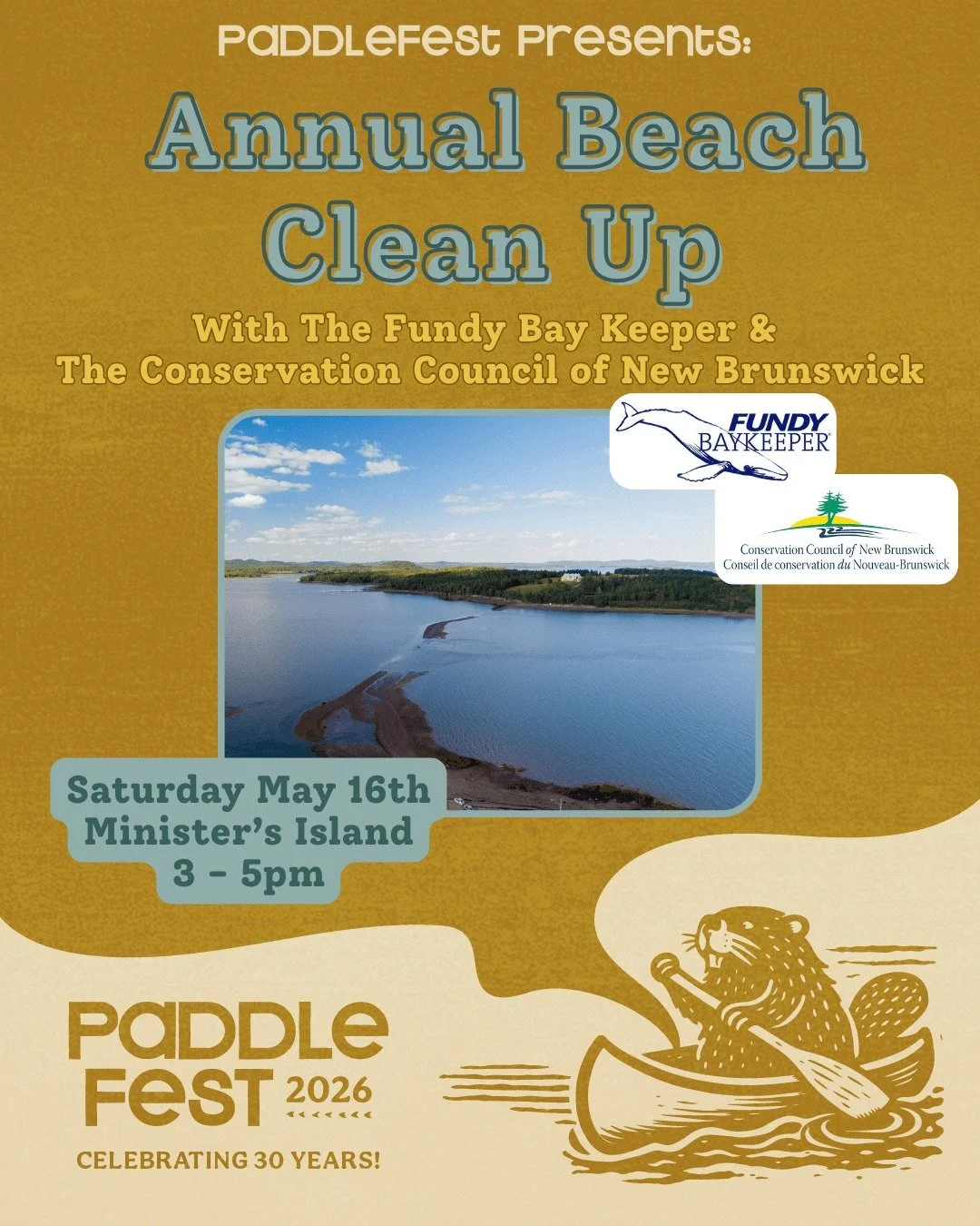 The annual Paddlefest Beach Clean is happening on Saturday, May 16th!

The Fundy Baykeeper, the Conservation Council of NB, and the St. Andrews Cubs and Scouts will lead this beach clean up of the Bar Road and the beaches around Minister's Island!  G