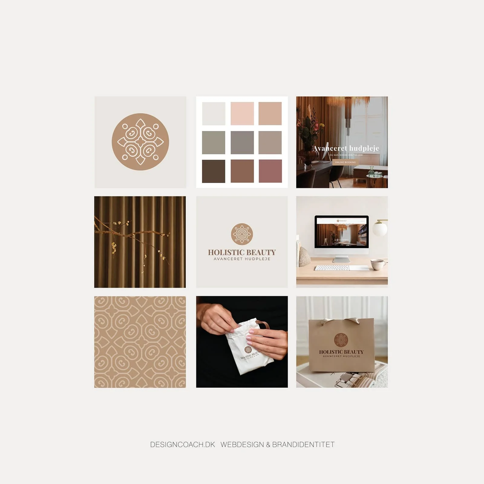 visuel identitet for Holistic Beauty udarbejdet af designcoach Angela Lund