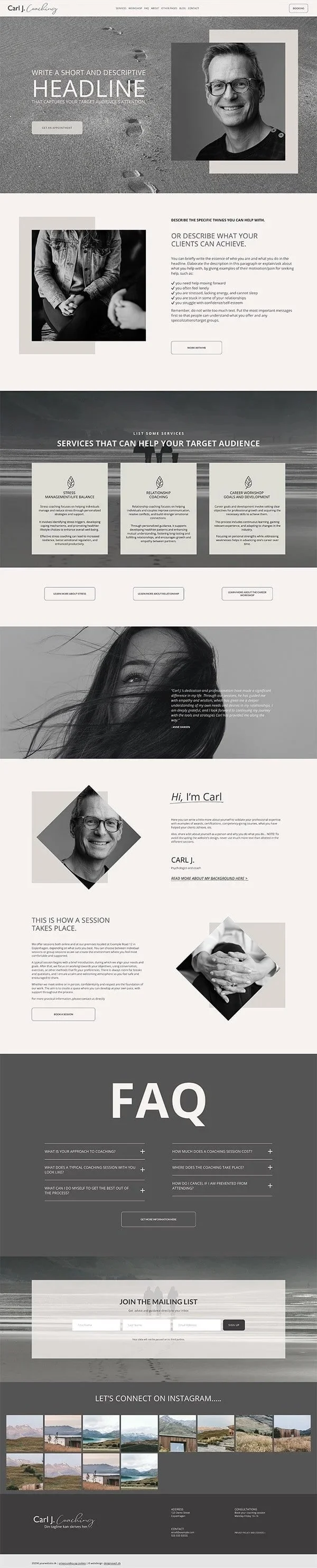 Squarespace Template Carl J.. for coaches and consultants