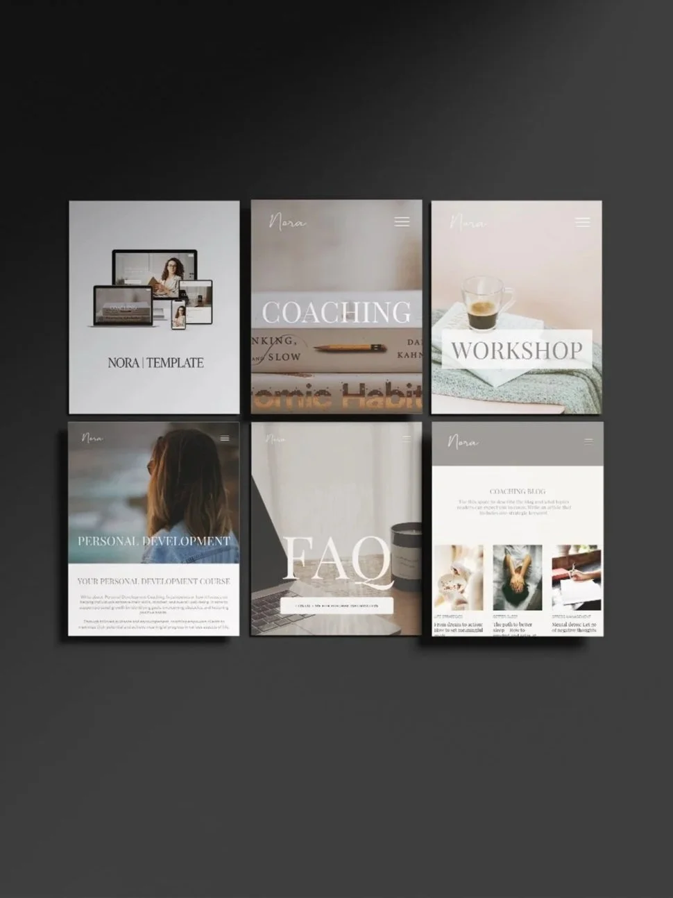 Websitie moodboard with picture from the Nora Template