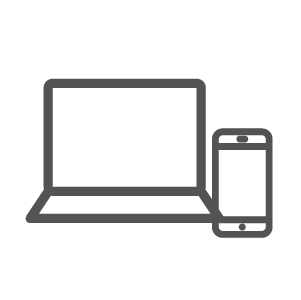 Outline of a laptop and a smartphone side by side.