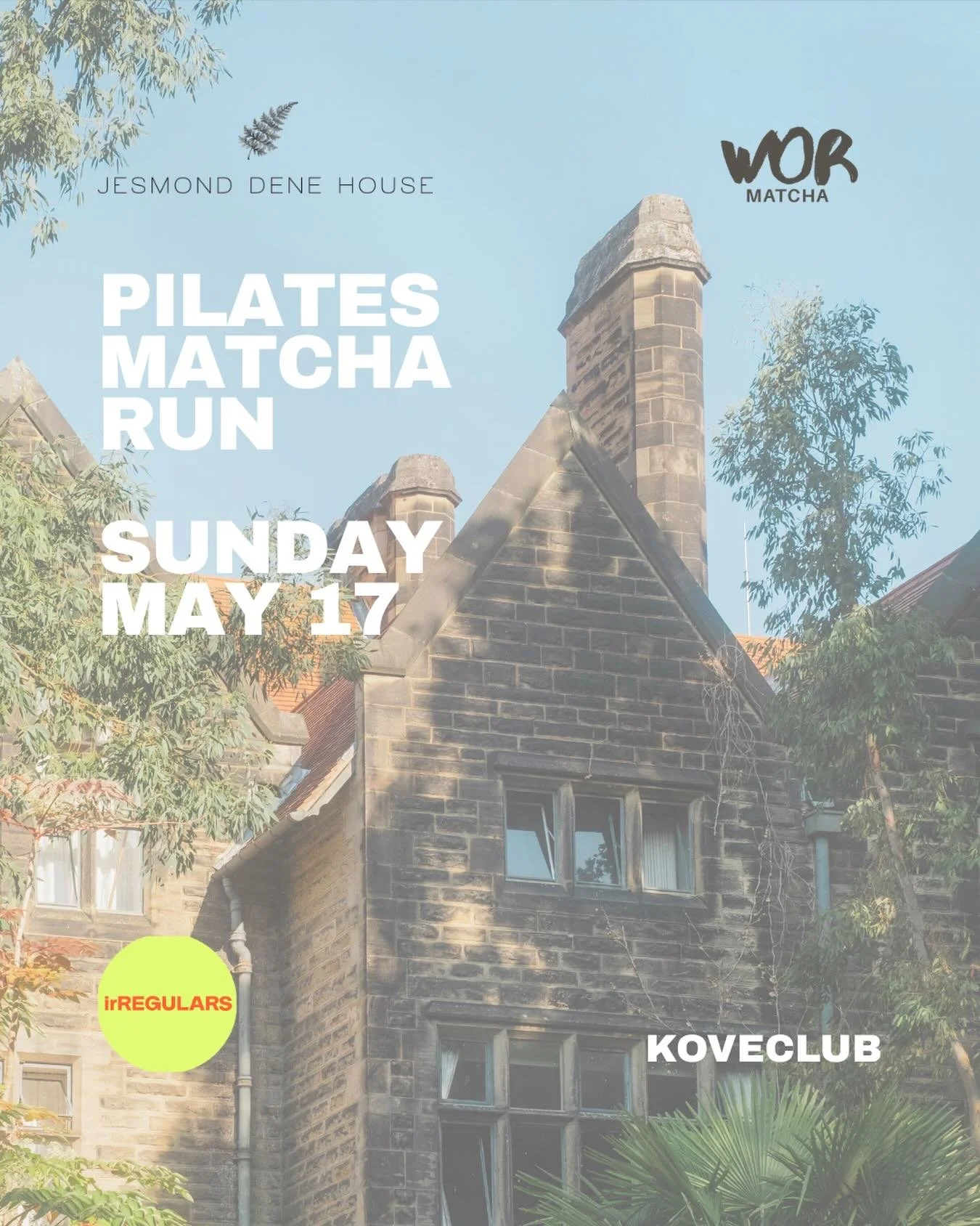 PILATES | RUN | MATCHA | BRUNCH | and GARDEN GAMES!! 

Tickets available now! 

SUN 17 MAY 9-12

I&rsquo;m so excited to be collaborating with Wor Matcha, Irregulars Run Club and the beautiful Jesmond Dene House for this one!

Here&rsquo;s what&rsquo