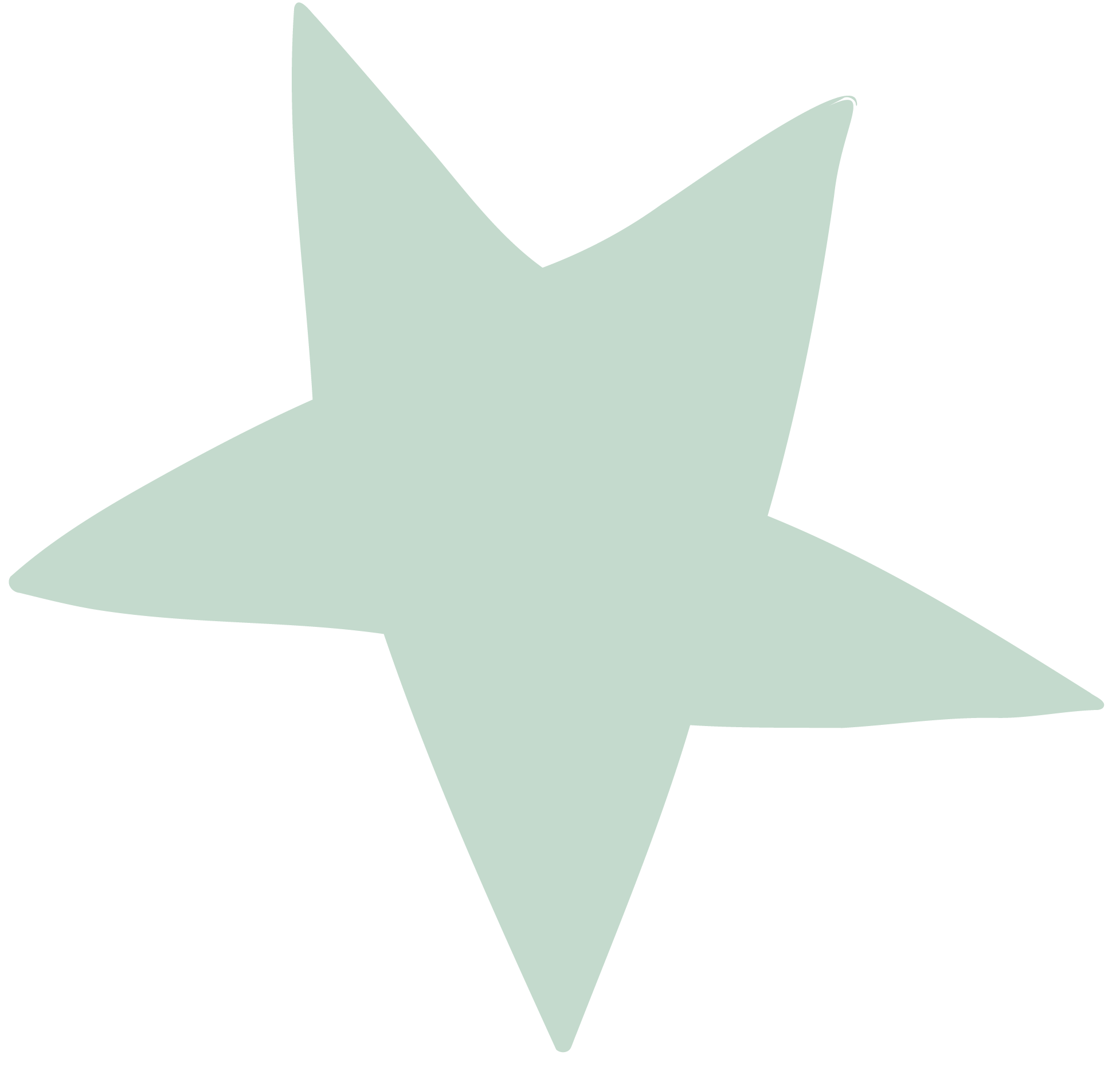 Abstract light green star shape on a white background.