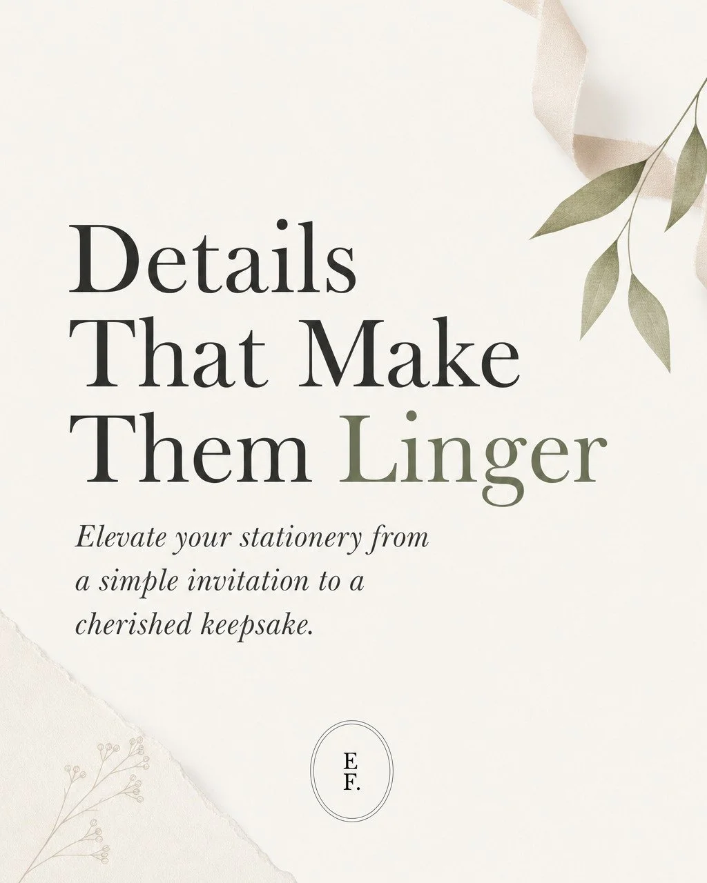 Crafted to leave a lasting impression

Transform every invitation into an unforgettable keepsake. With a touch of elegance and timeless design, your stationery becomes more than paper&mdash;it becomes a memory. 🌿

Discover the art of thoughtful deta