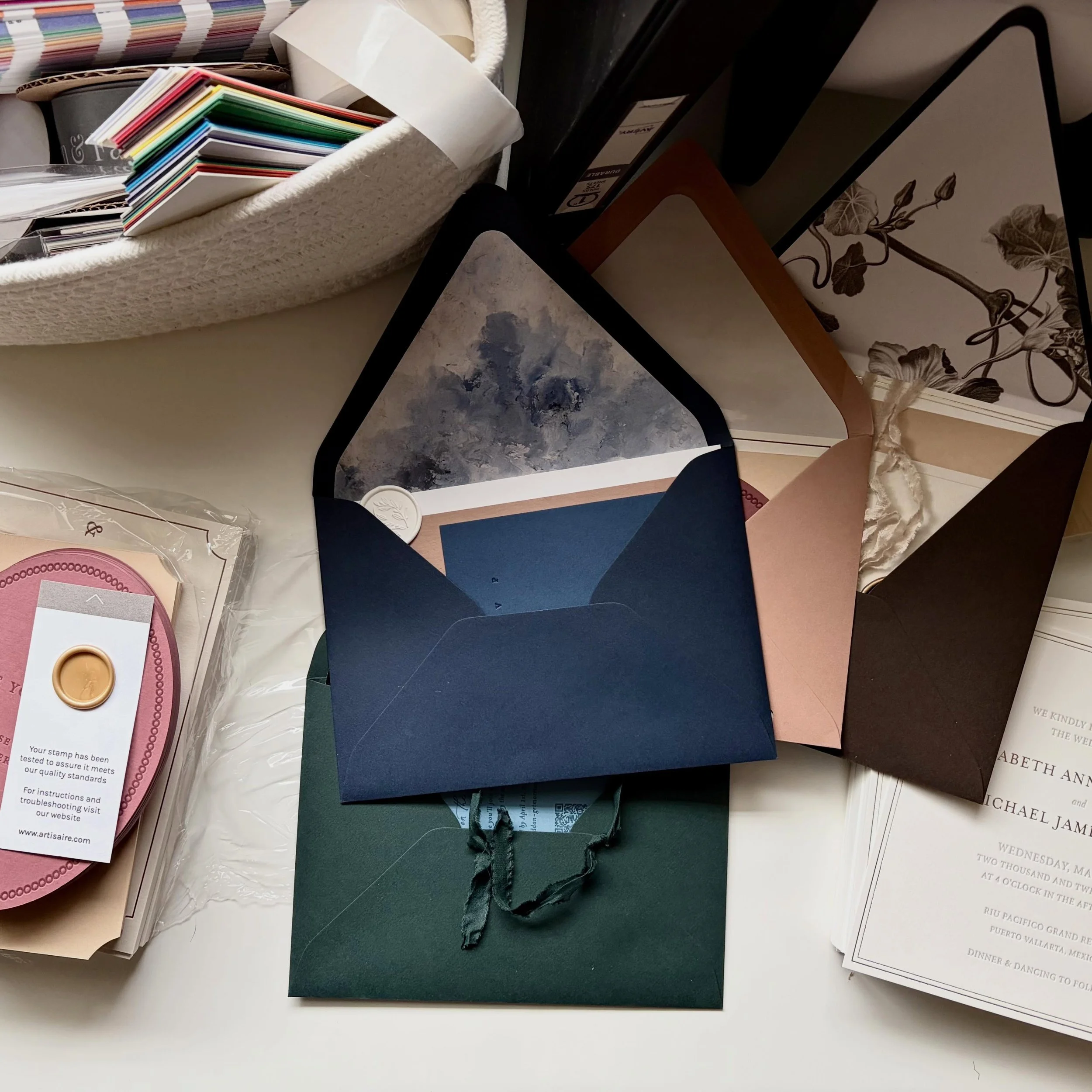 A little glimpse behind the scenes as I prepare for the Brides to Be Expo ✨

Paper samples, envelope liners, wax seals, ribbon and invitation suites are taking over my studio and I can&rsquo;t wait to bring it all together for you tomorrow.

Come vis
