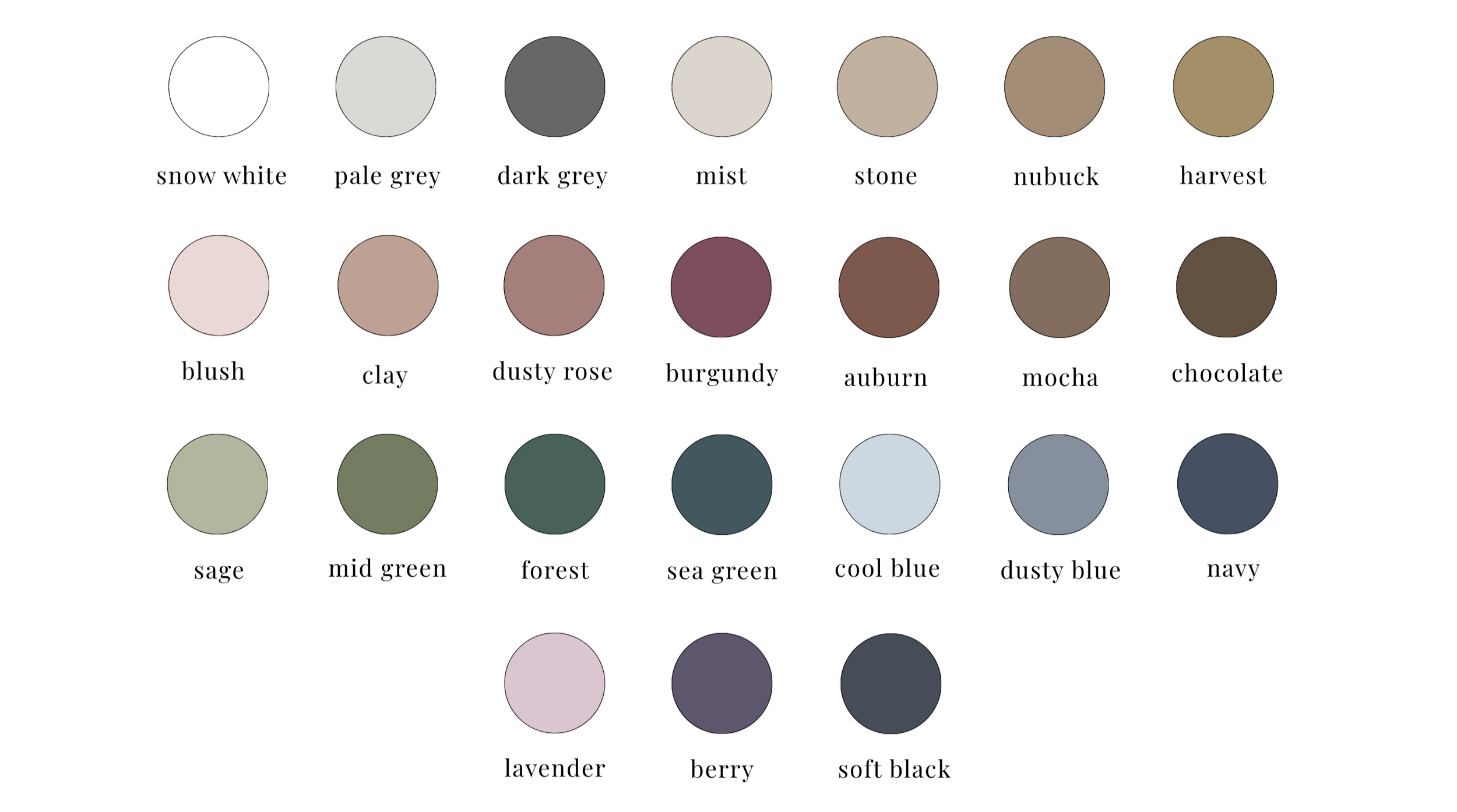 A color palette with 27 different shades arranged in 3 rows on a black background.