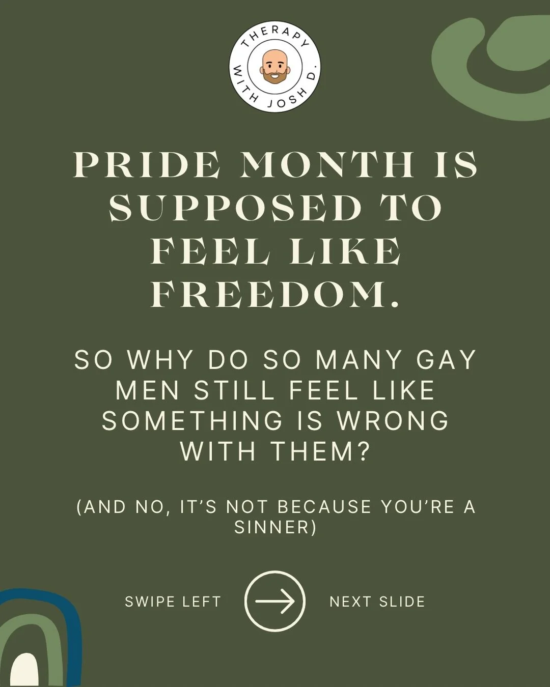 I spent years trying to pray away the part of me that was never wrong to begin with. 

This Pride, I&rsquo;m sharing a piece of my story and what I&rsquo;ve learned about healing religious trauma, shame, and grief as a gay man.

Swipe through. Save t