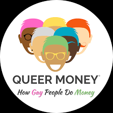 Logo for Queer Money featuring diverse cartoon faces and the tagline 'How Gay People Do Money'
