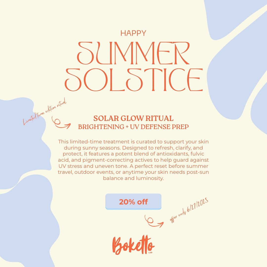 🌞 Solar powered skincare? Yes, please.
We&rsquo;re celebrating the Summer Solstice with 20% off our limited-edition Solar Glow Ritual, the facial that preps, protects, and brings serious radiance.

Think: antioxidants, fulvic acid, and a glow so goo