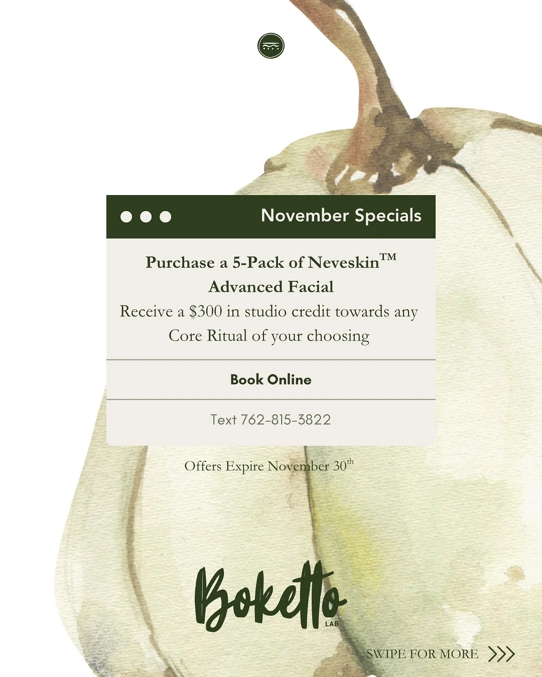 Your skin deserves something special this season 🍂
Our November offers are here, and they&rsquo;re some of our best yet. From exclusive facial bundles to product savings, these limited-time specials are perfect for a little pre-holiday self-care.

✨