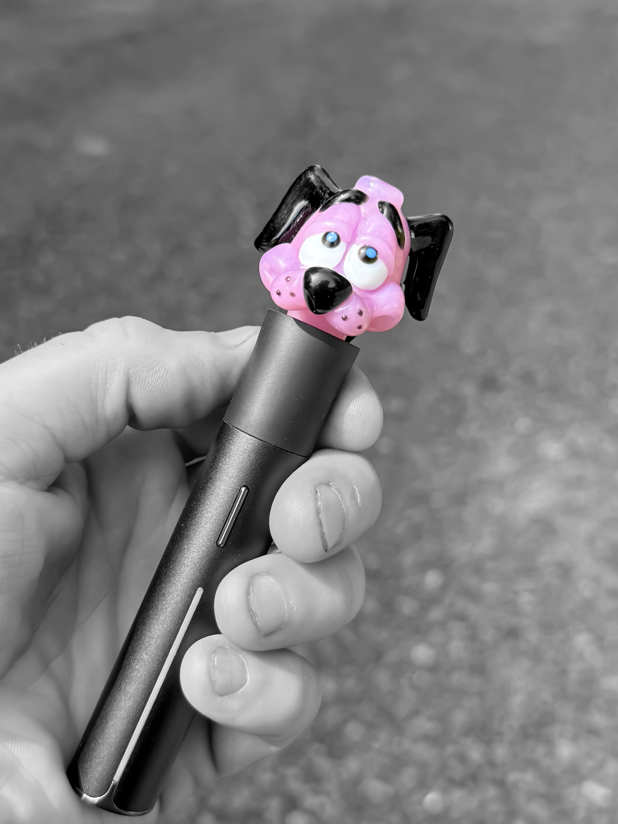J Smart Glass Puffco Pivot Top Courage the Cowardly Dog hand mixed front 2.jpg