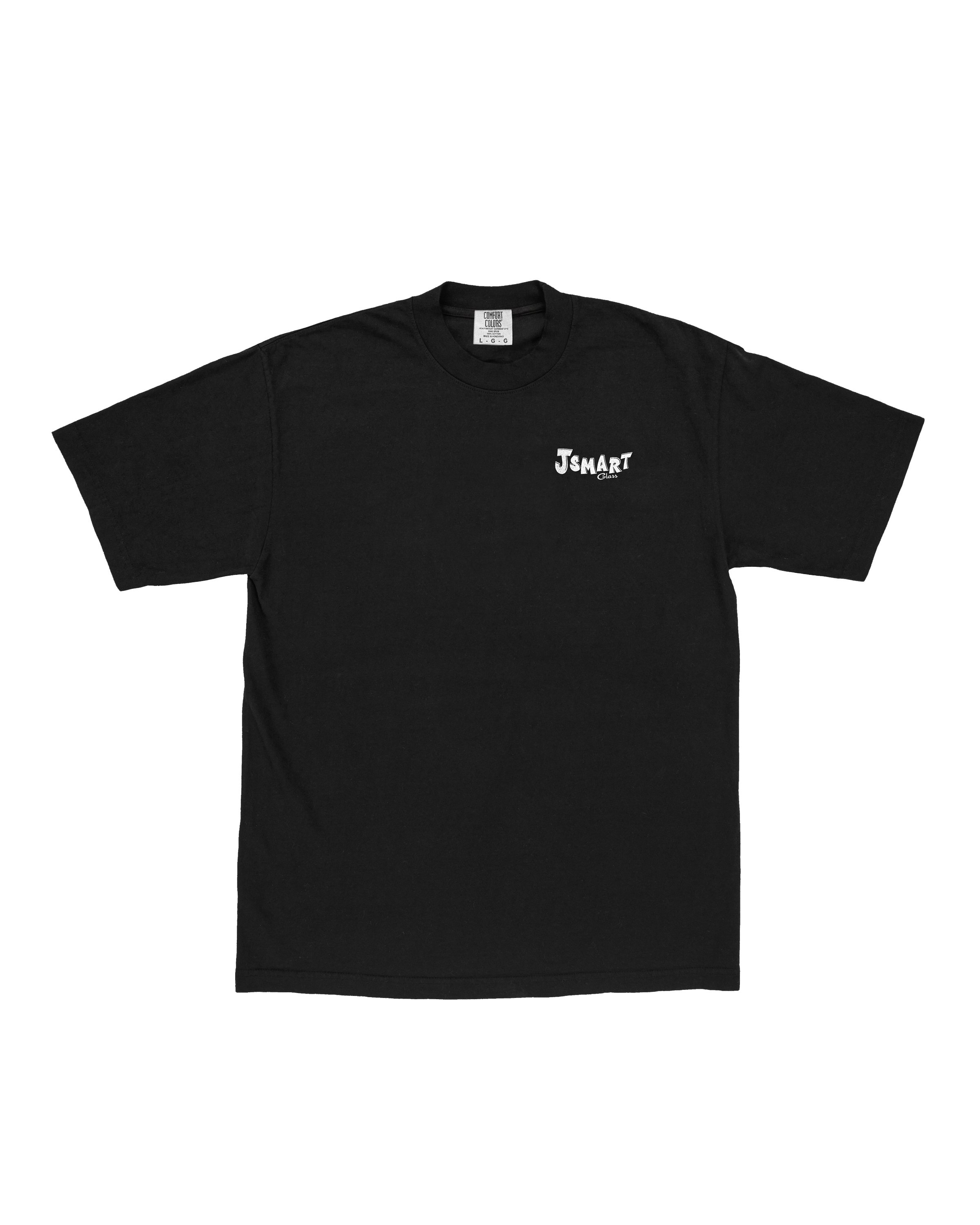 J Smart Glass Official 2025 Logo Black Screen Print T-SHIRT Front.jpg